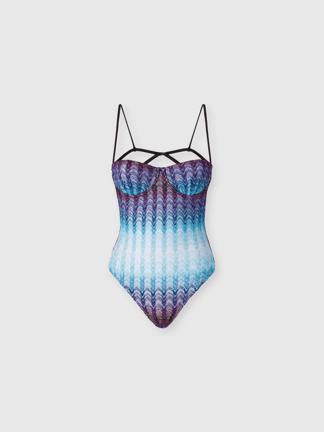 One-piece swimsuit with underwire and deep neckline - 1