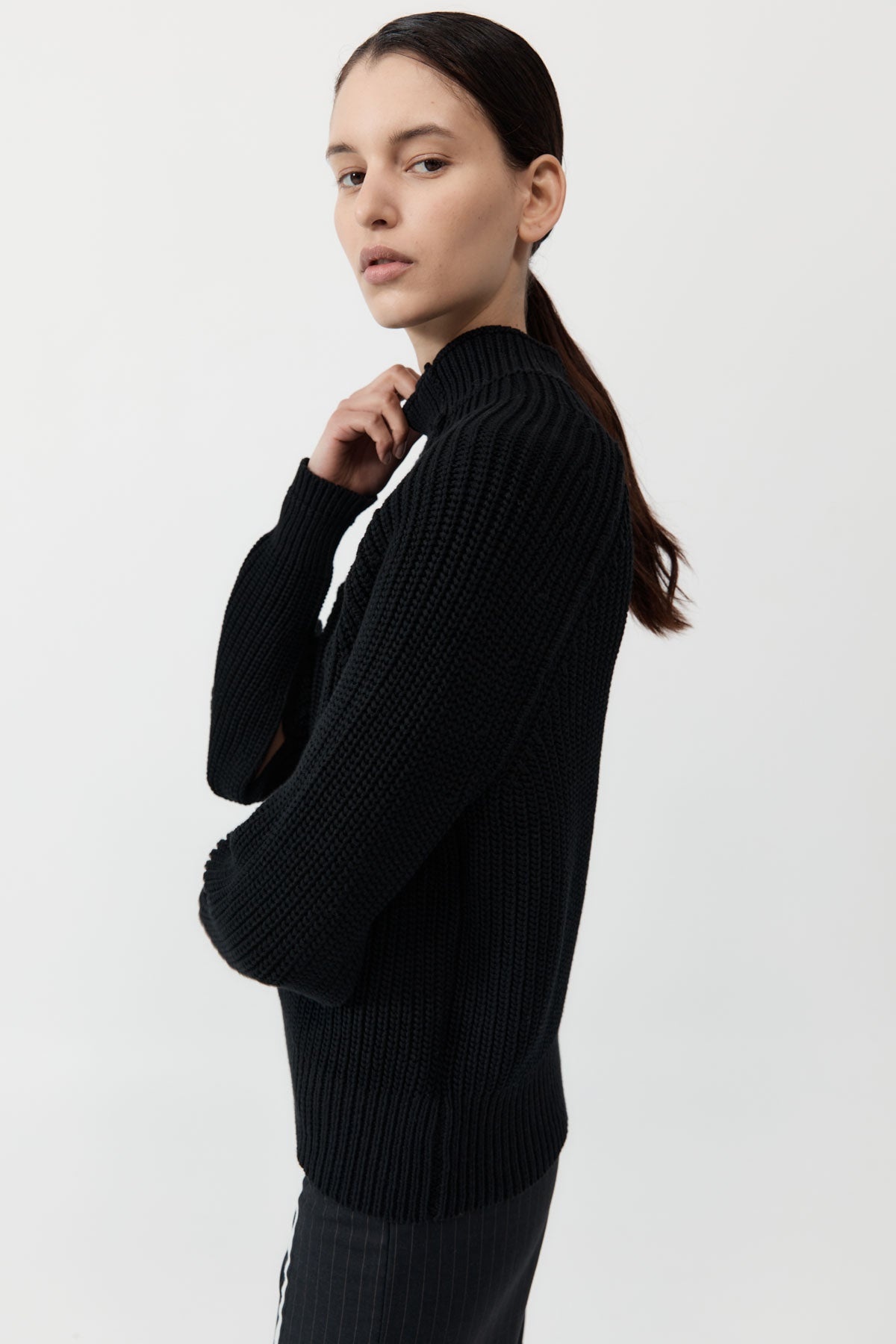 Split Sleeve Jumper - Black - 2