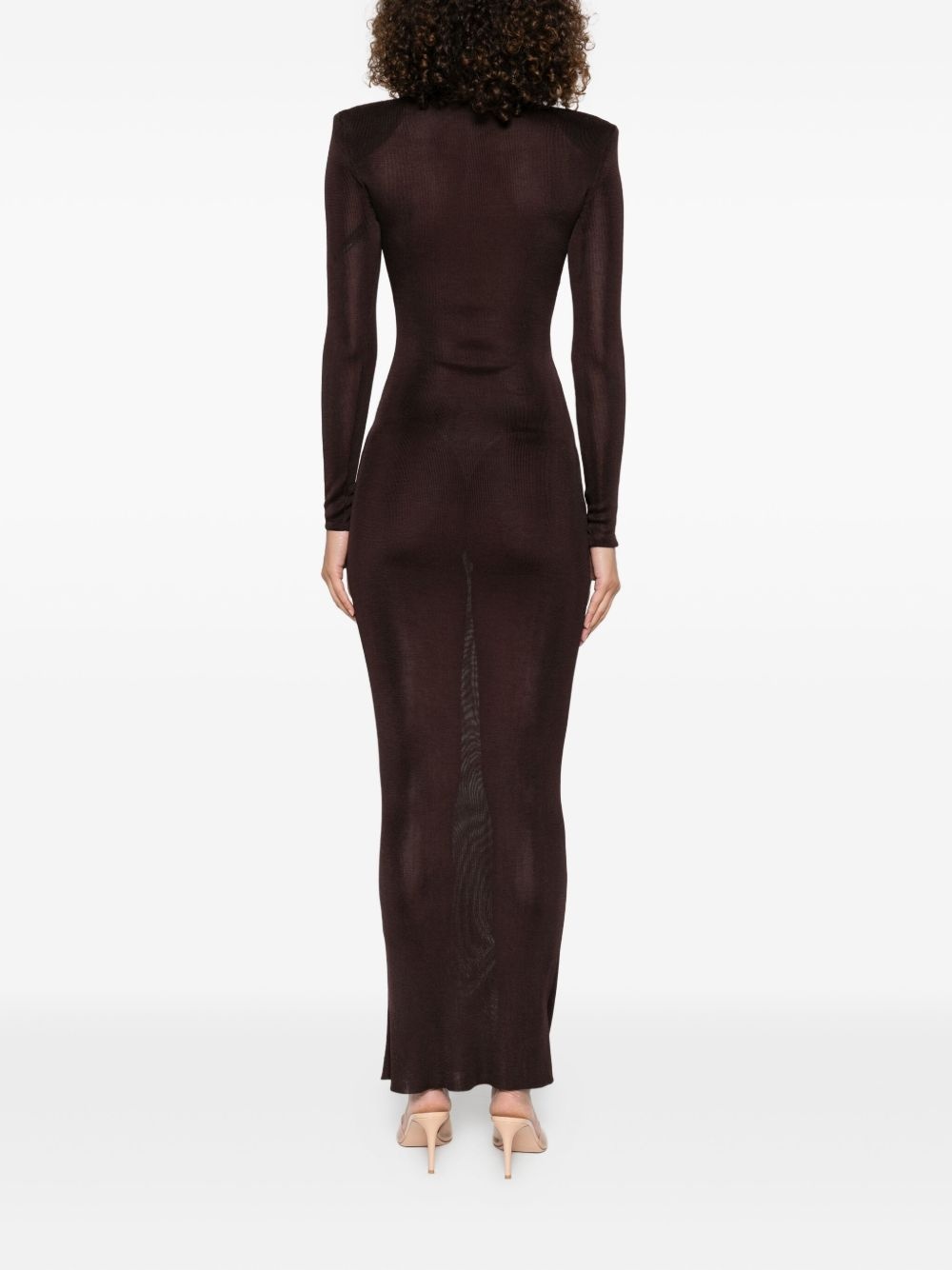 turtleneck shoulder-padded dress - 4