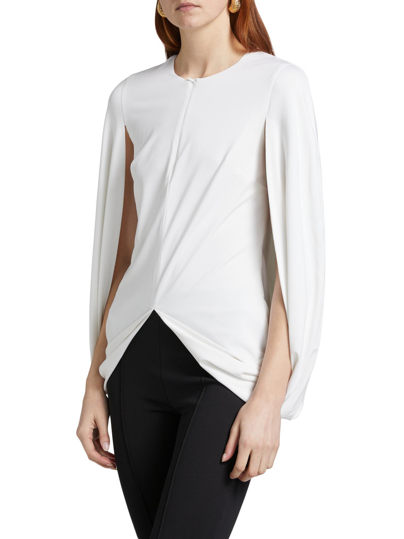 Women's Draped Round-Neck Cape Top - White 4