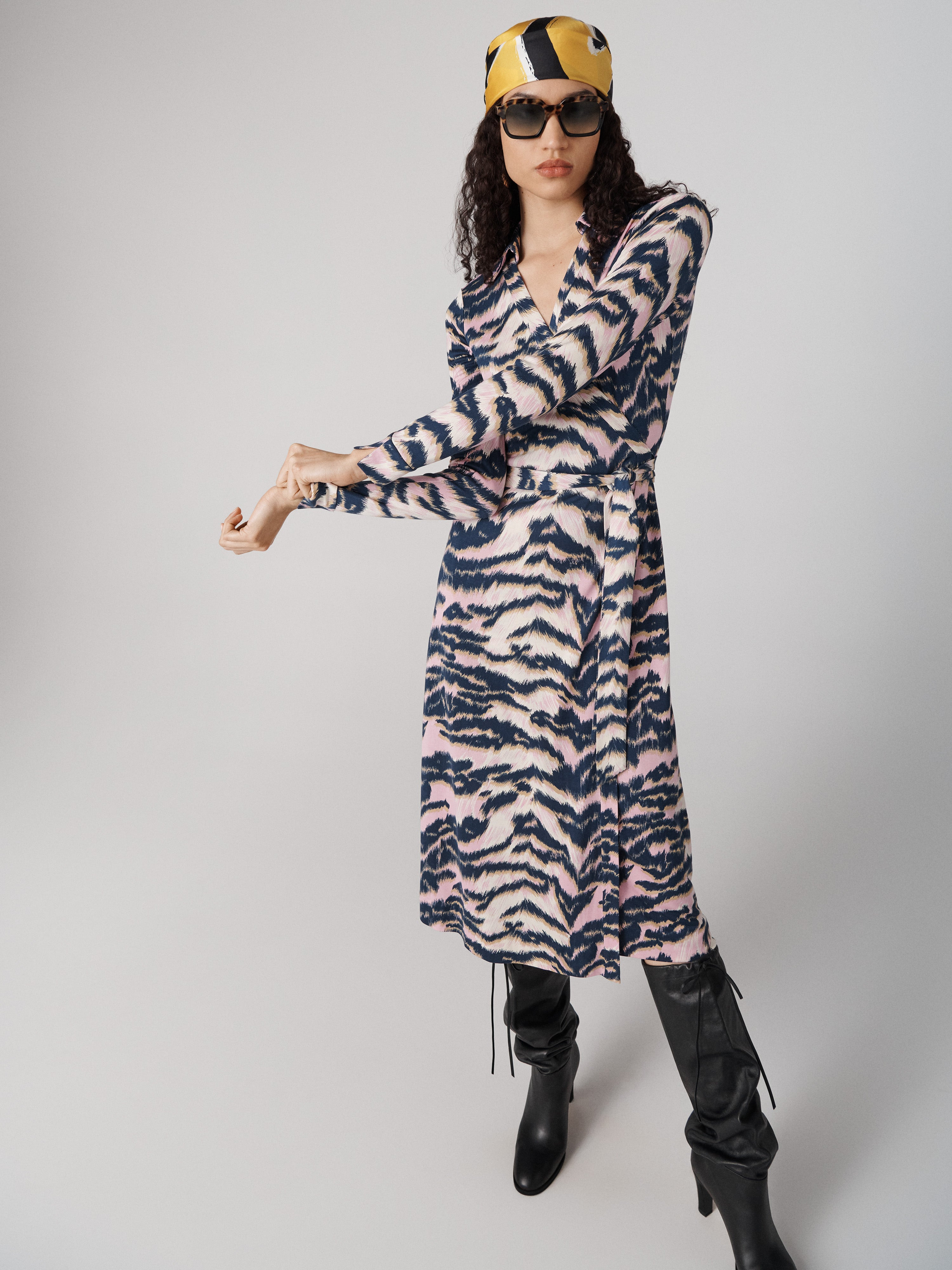 Abigail Silk Jersey Midi Wrap Dress - 5