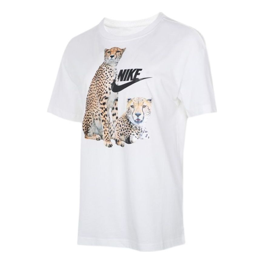 (WMNS) Nike animal Logo Cartoon Printing Sports Short Sleeve White DD1486-100 - 1