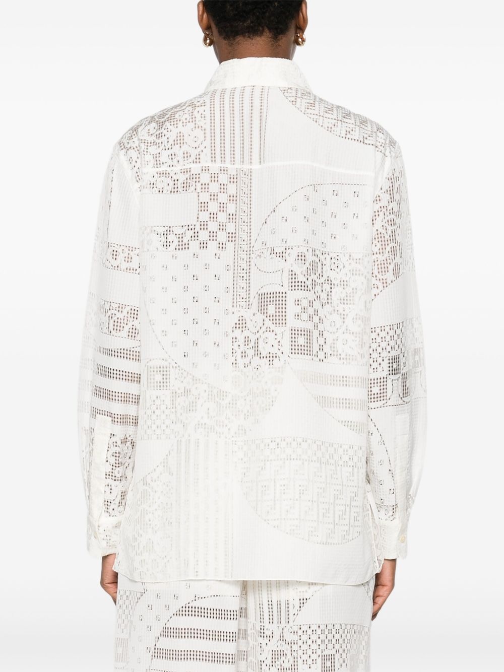 lace-panel shirt - 4