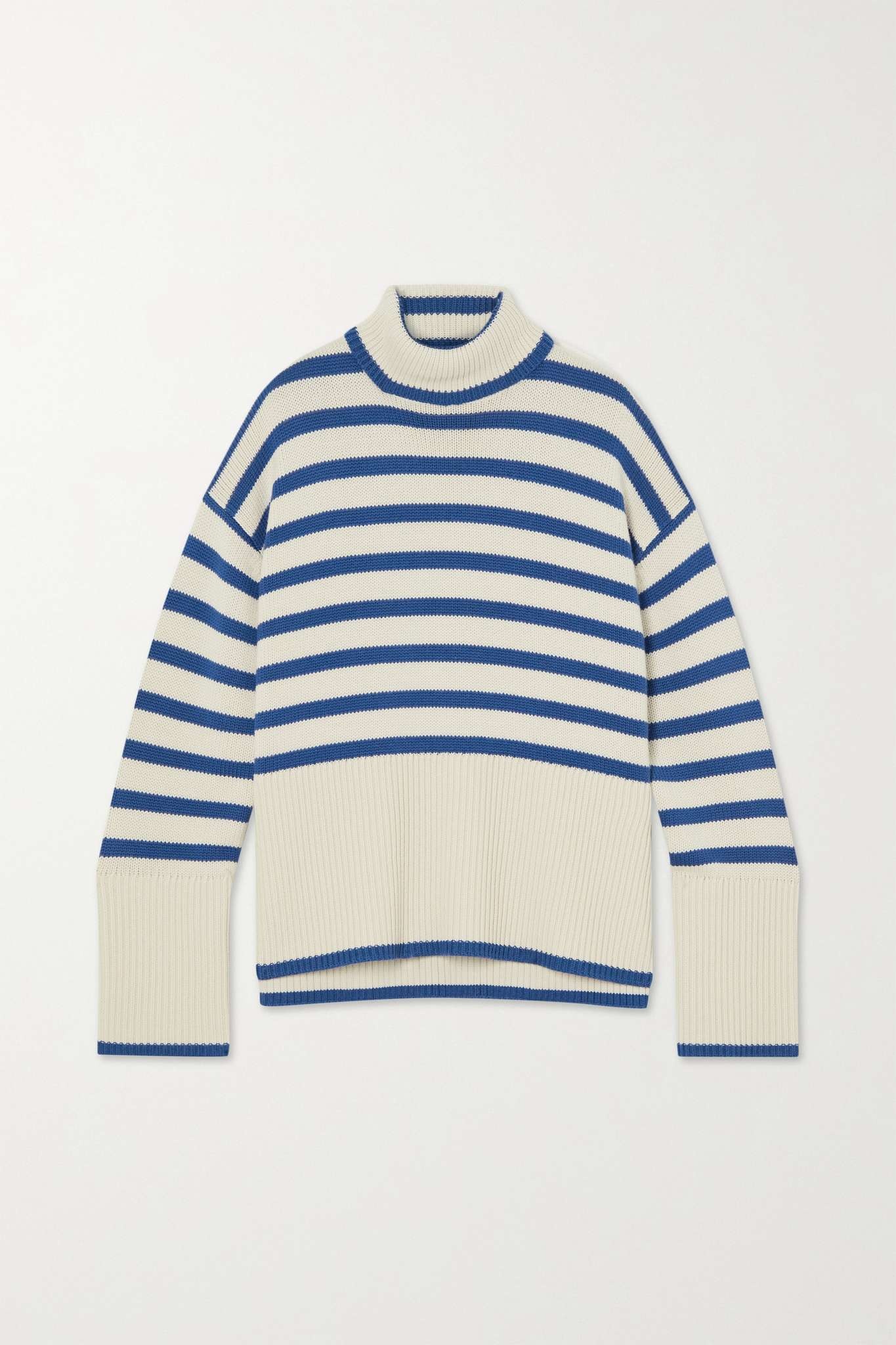 Signature striped wool and organic cotton-blend turtleneck sweater - 1