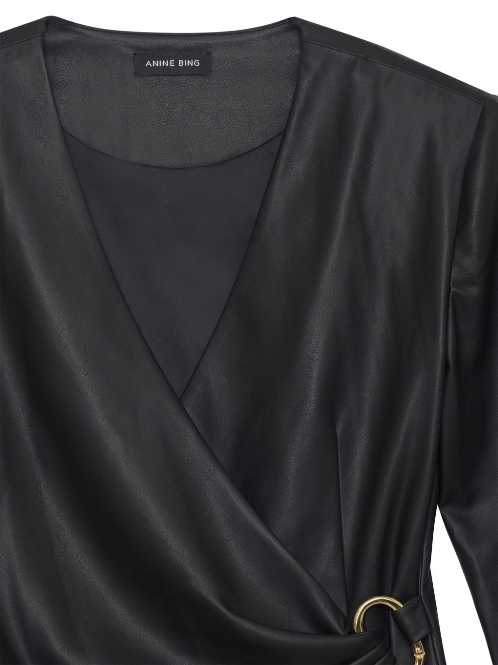 Joey faux-leather wrap minidress - 4