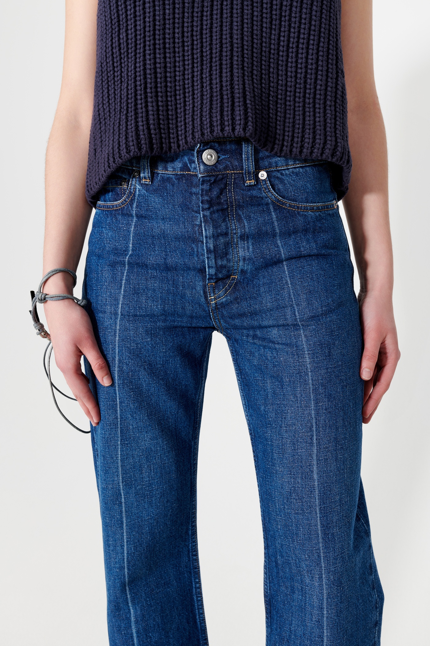 Boot Cut Mid Blue Crease Denim - 4