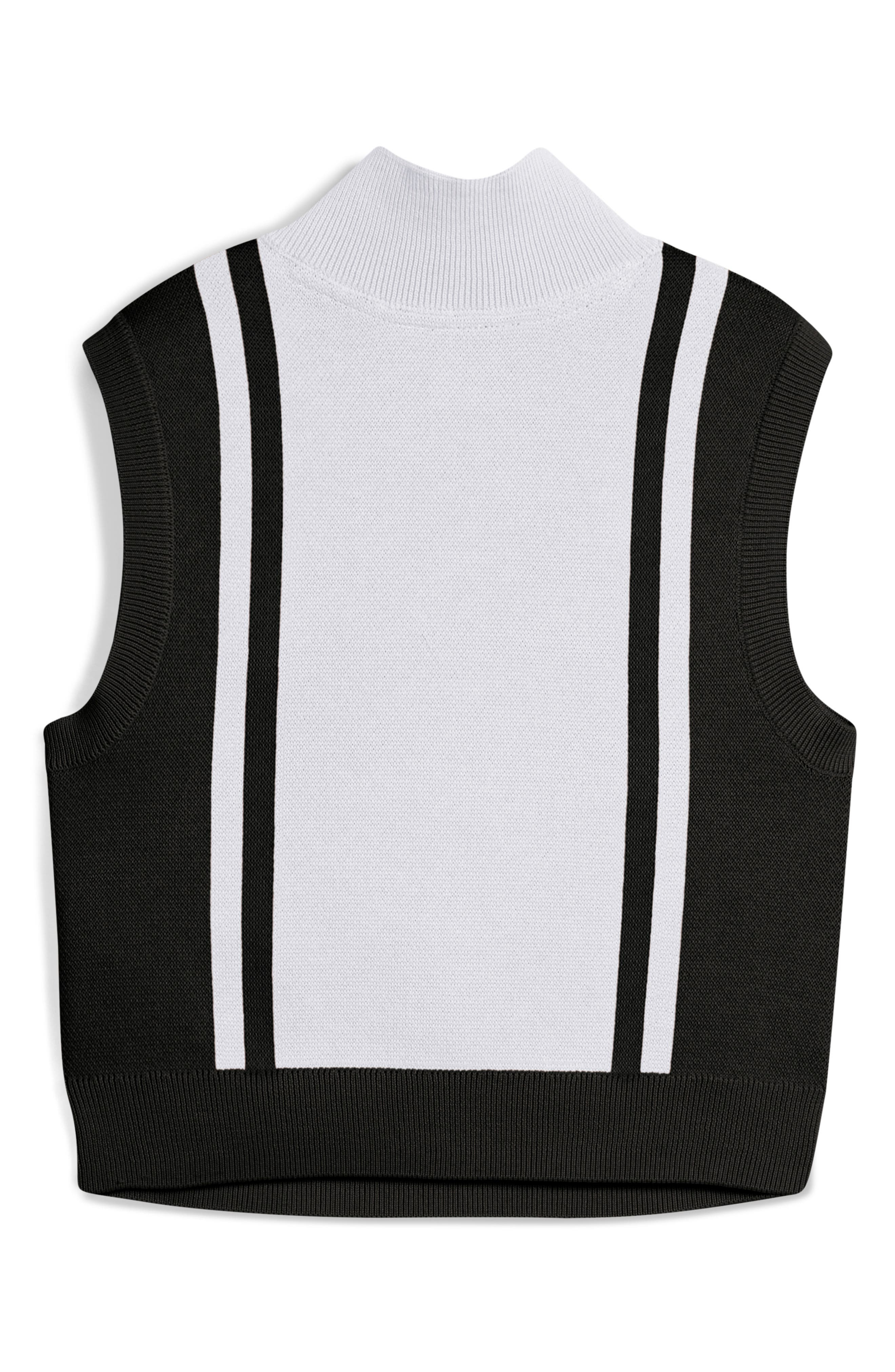 PUMA Future Archive Jacquard Sleeveless Half Zip Knit Crop Top in Puma Black/Puma White at Nordstrom - 5