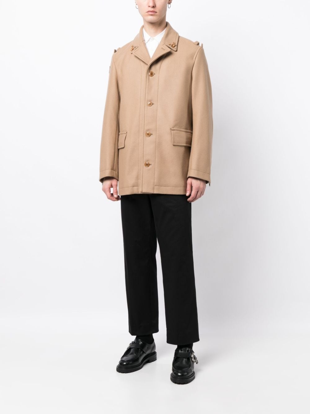 notched-collar wool blend jacket