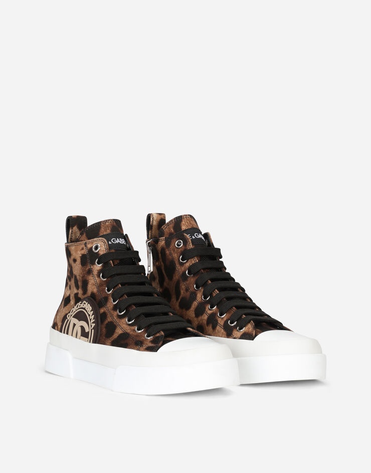 Cotton drill Portofino Light mid-top sneakers with leopard print - 2