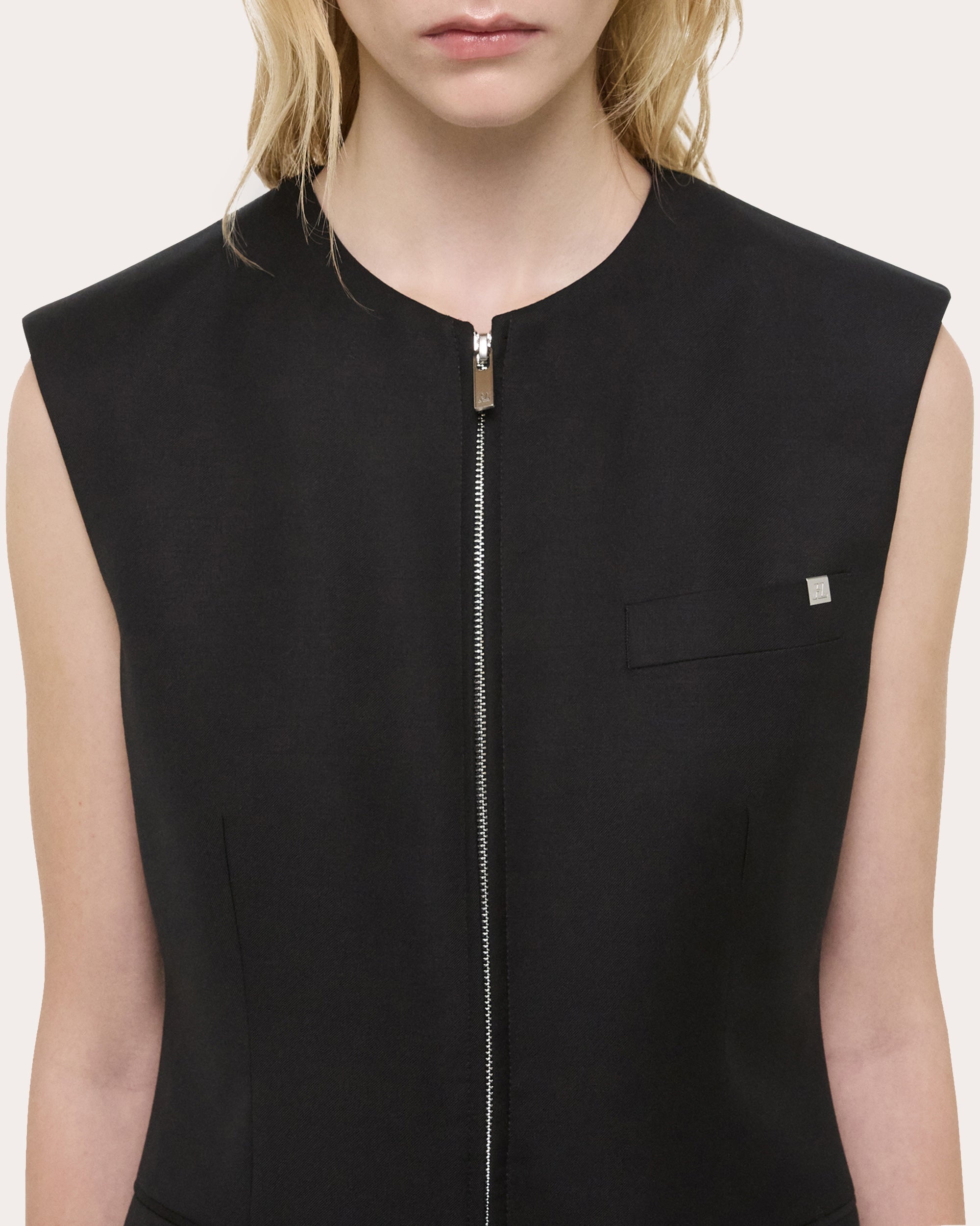 Zip Front Wool Vest - 4