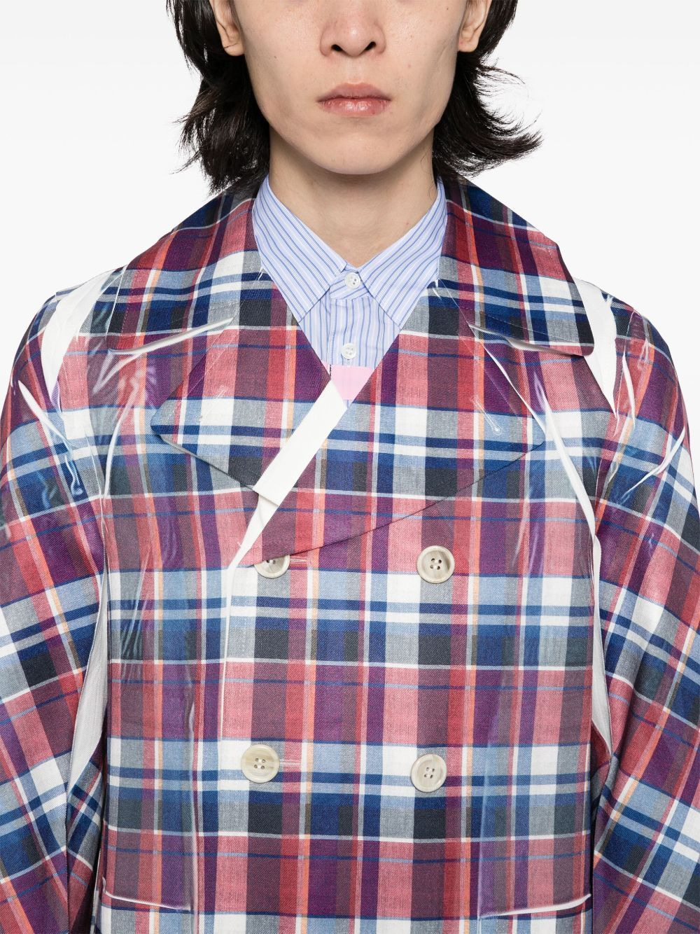 checked-print blazer - 5