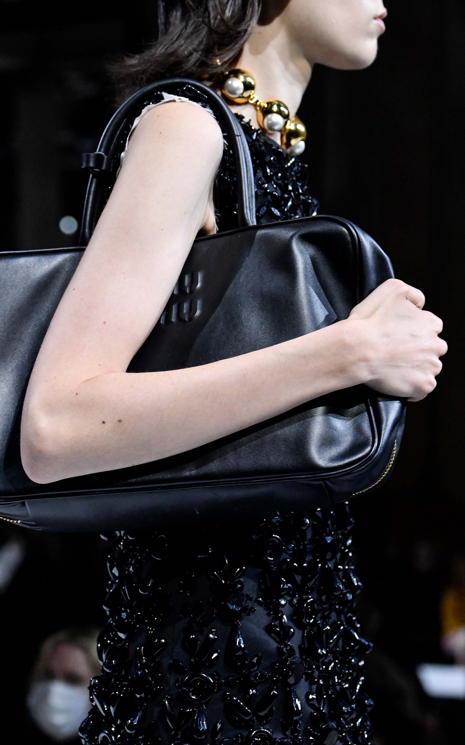 Miu Miu Softy Square Leather Shoulder Bag black