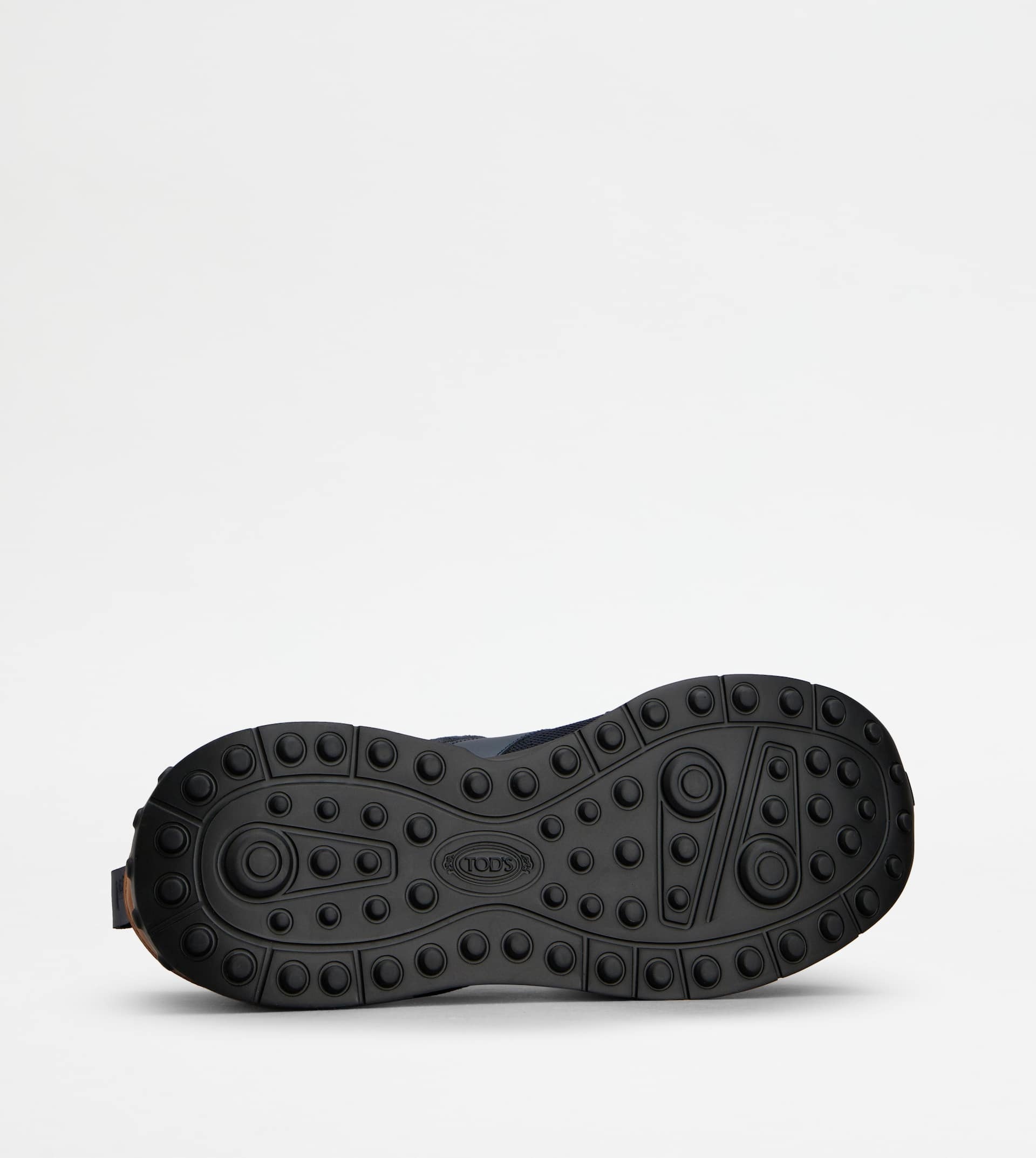 SNEAKERS IN LEATHER AND TECHNICAL FABRIC - BLUE - 4