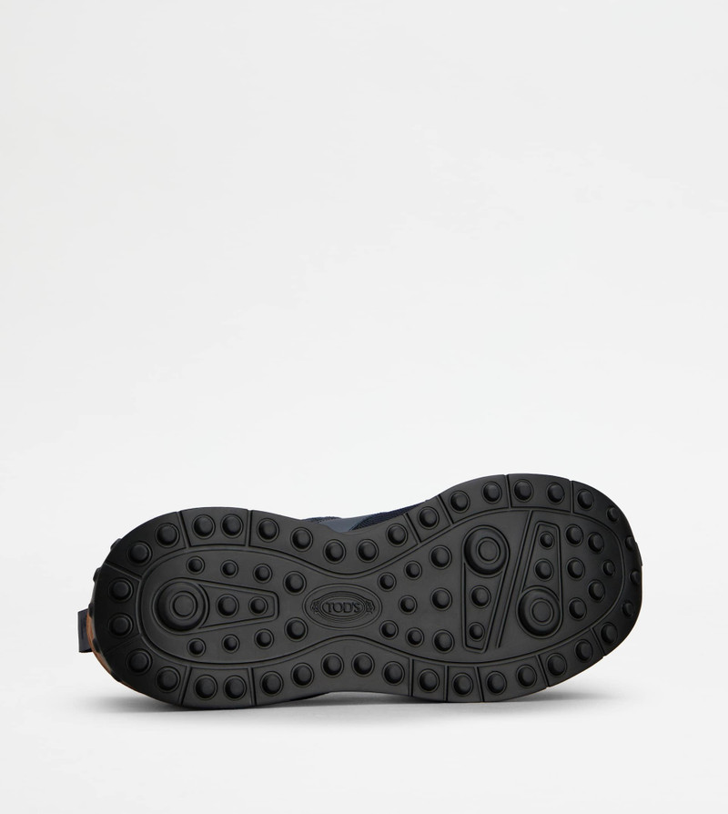 SNEAKERS IN LEATHER AND TECHNICAL FABRIC - BLUE 4