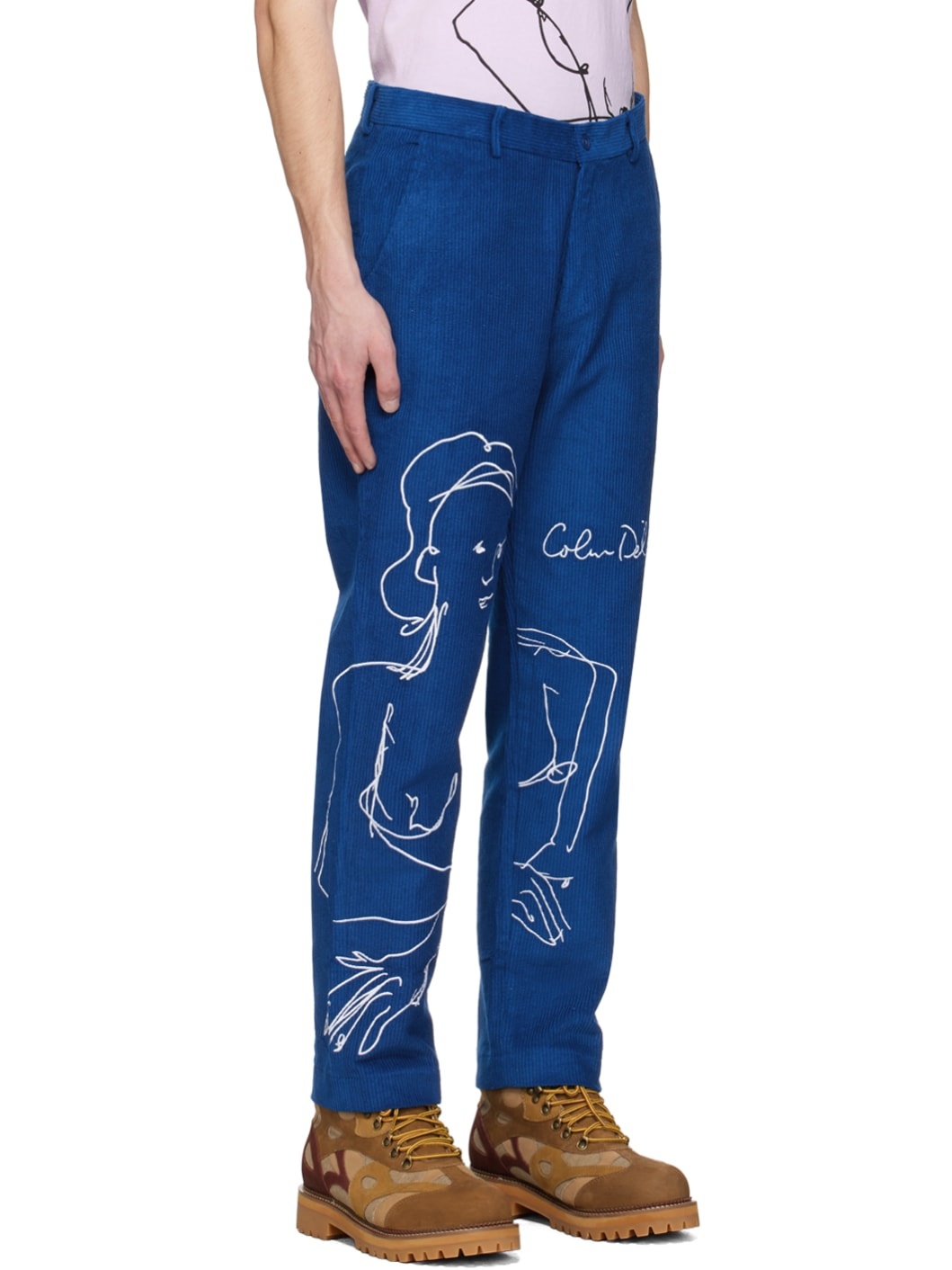 Blue Embroidered Trousers - 2