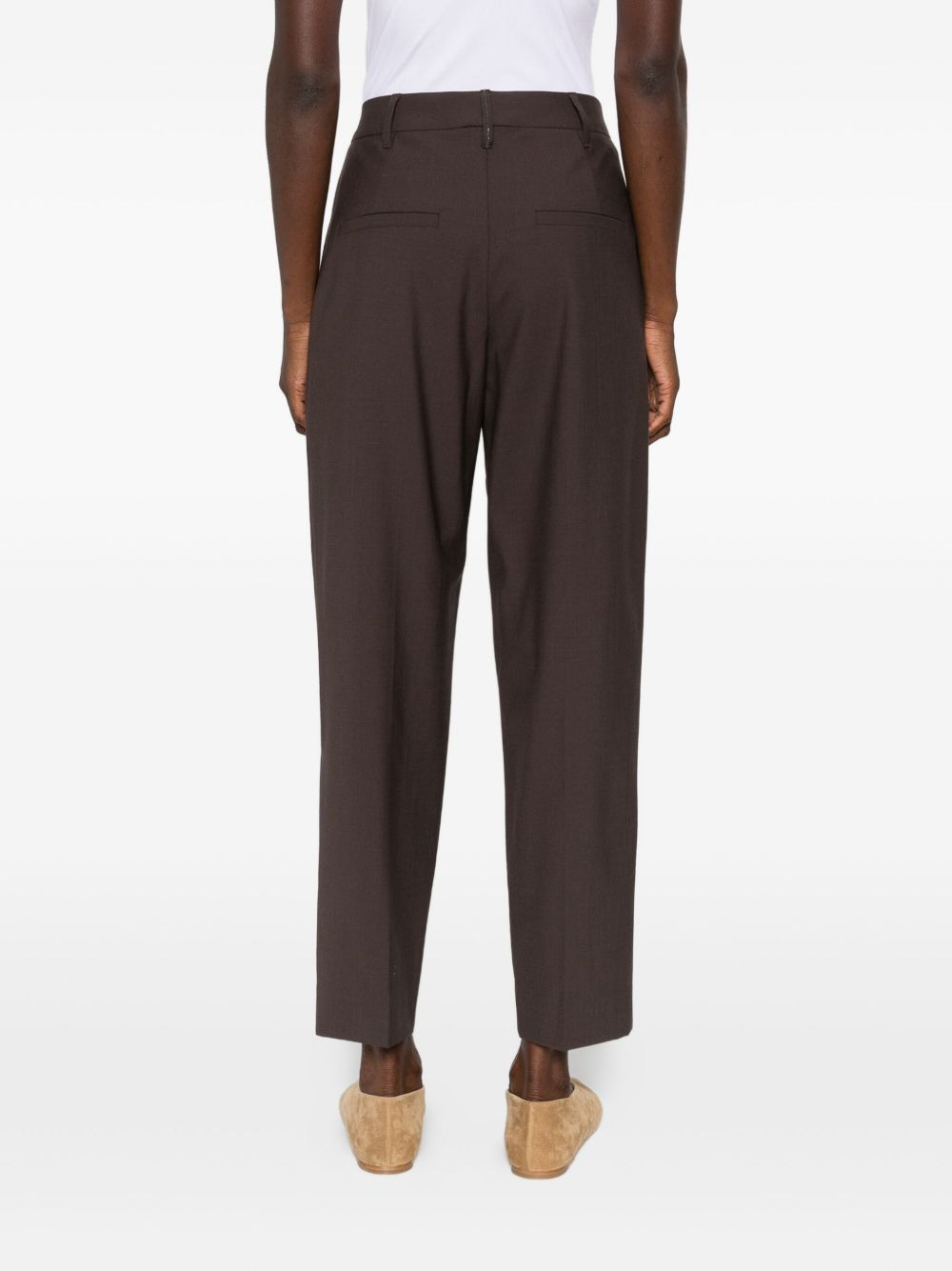pleated wool straight trousers - 4