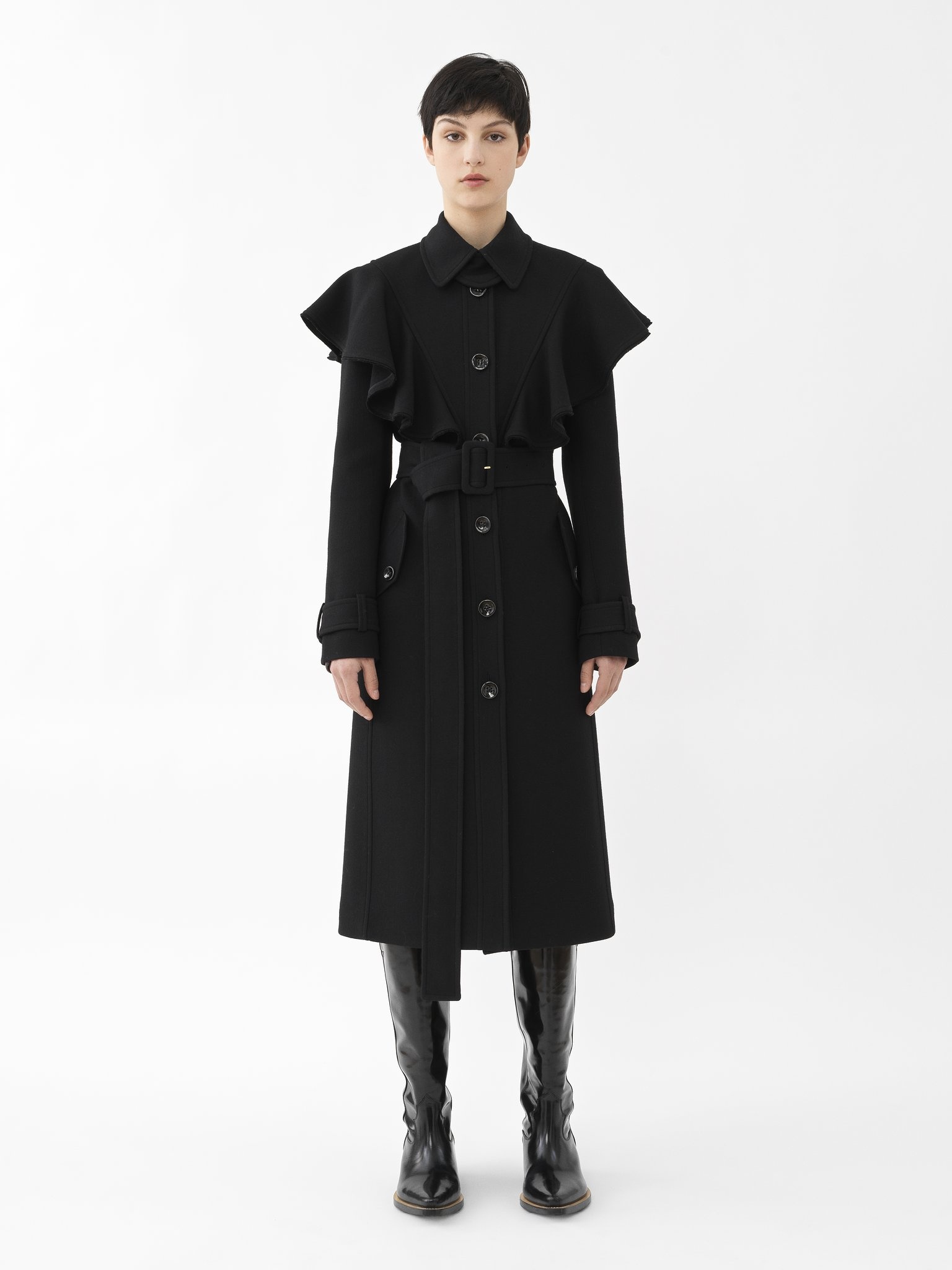 RUFFLED TRENCH COAT - 2