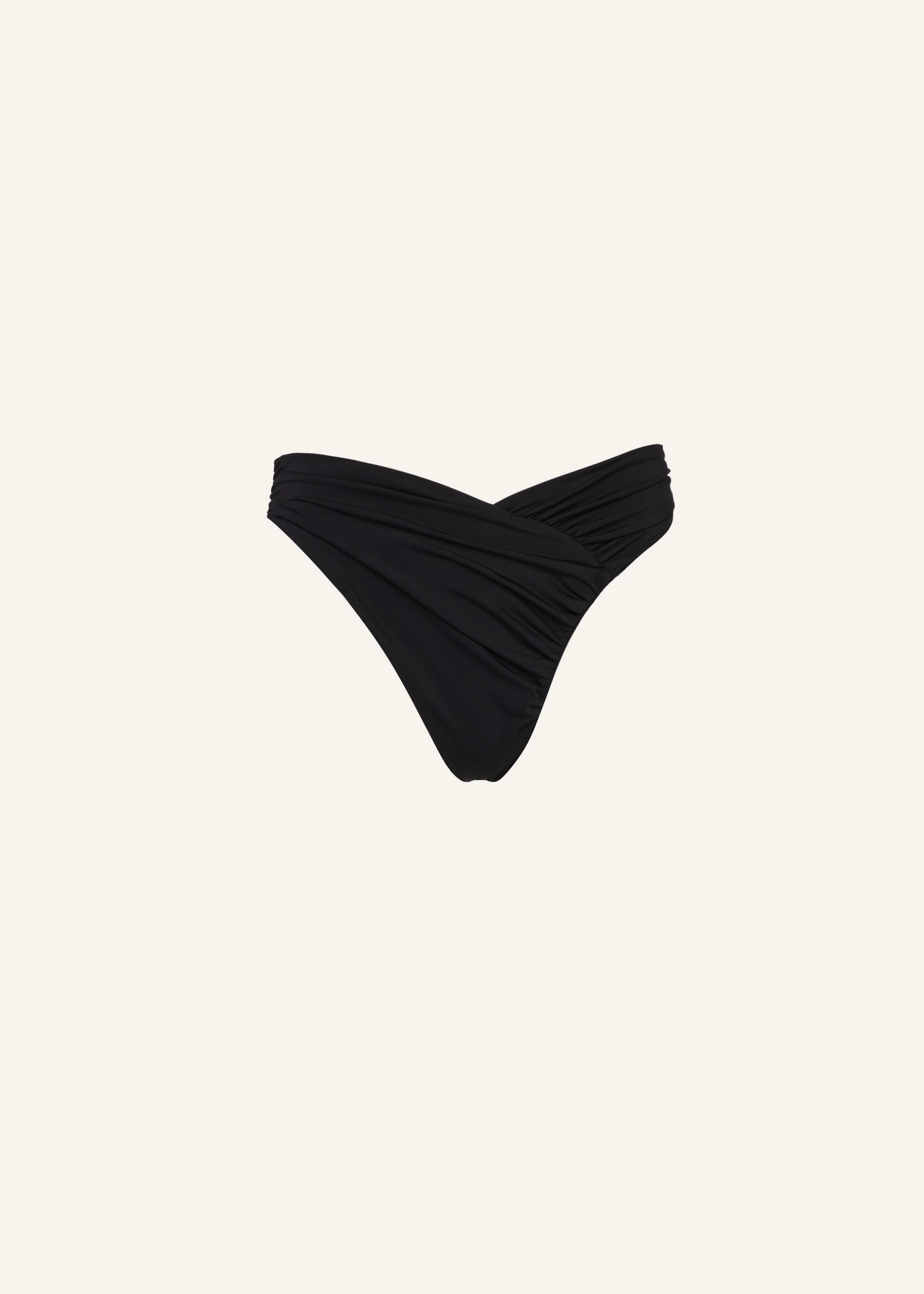 Ruched asymmetric swim bottom in black - 1