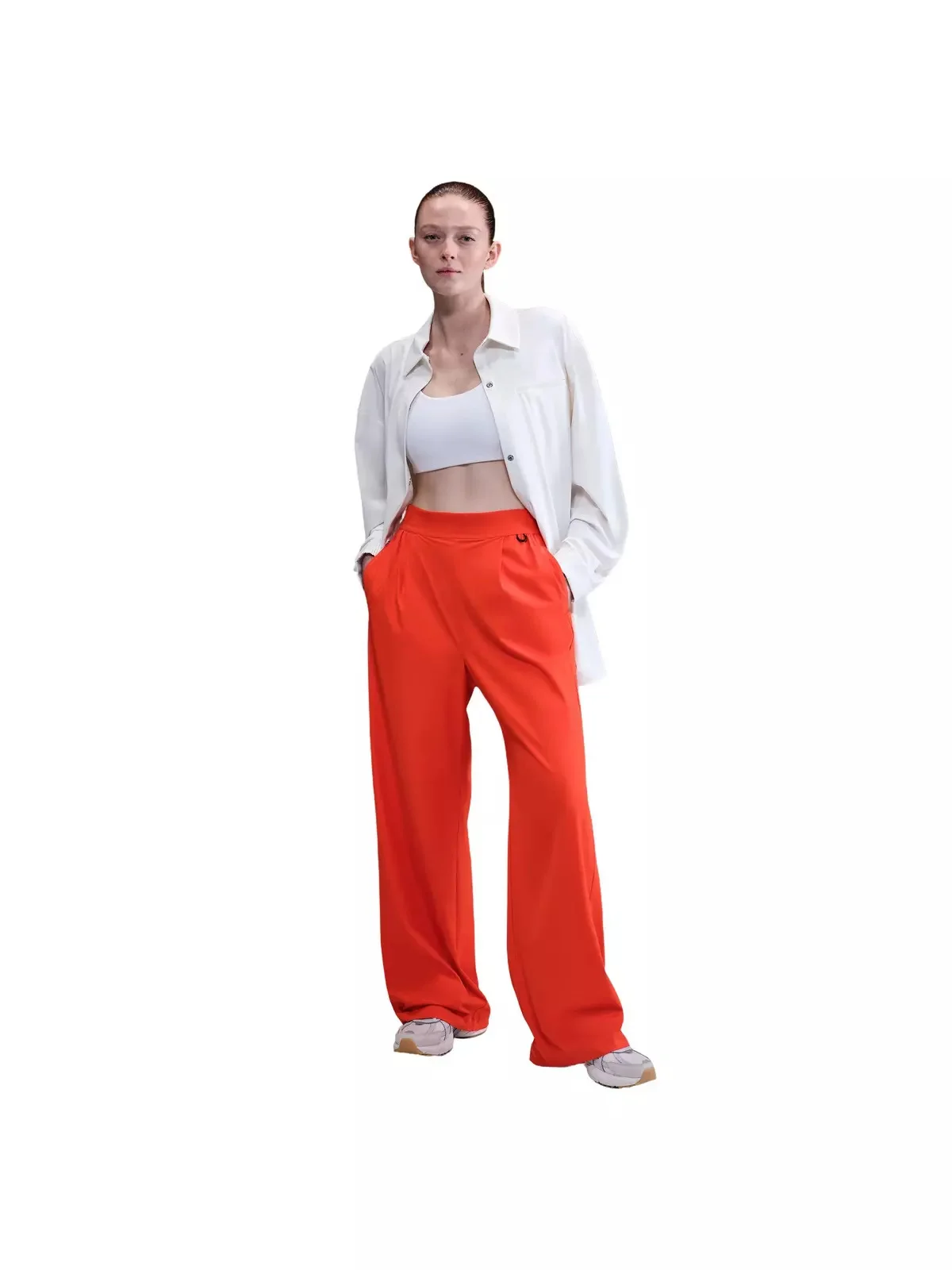 Women's 24.7 PerfectStretch Dri-FIT High-Waisted Loose Wide-Leg Pants -Red - 1