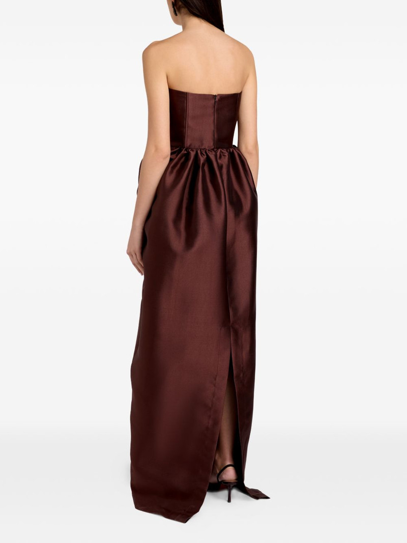 strapless gathered maxi dress 3