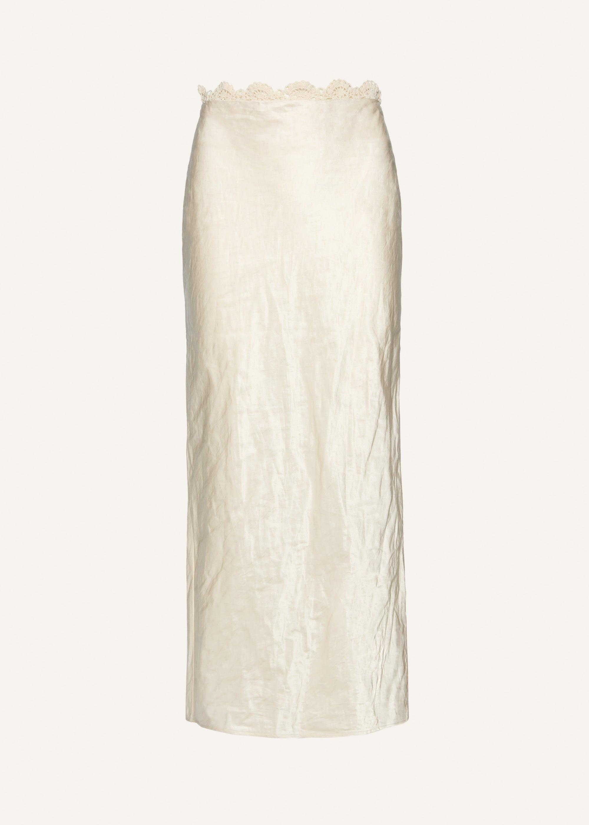 Lace detail midi skirt in cream - 1