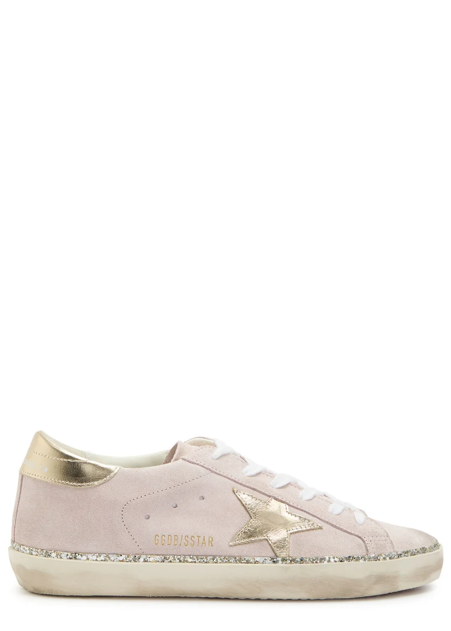 Golden Goose Super-star Glittered Suede Sneakers - 1