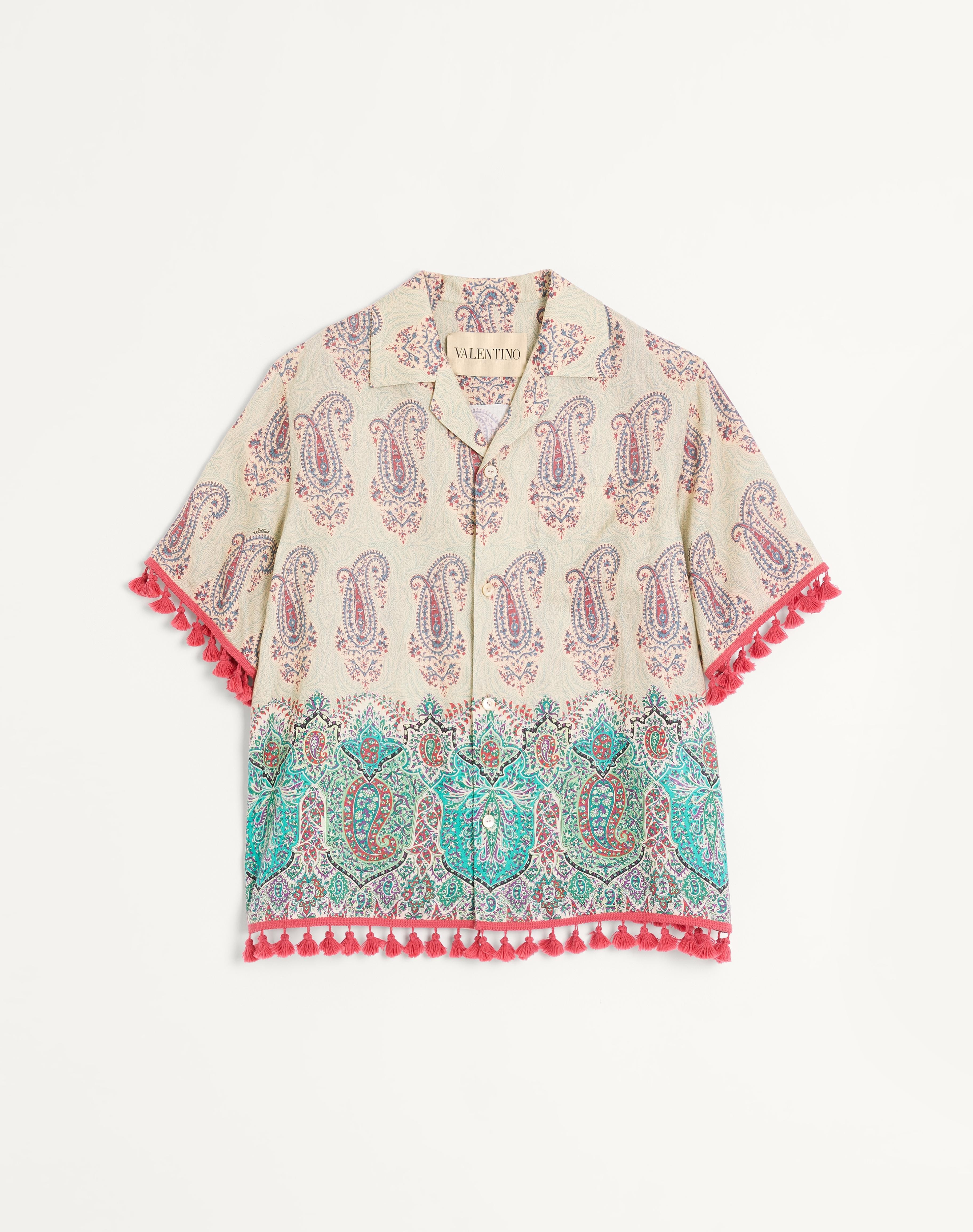 LIGHTWEIGHT LINEN BOWLING SHIRT WITH VOYAGE IMAGINAIRE PRINT - 1