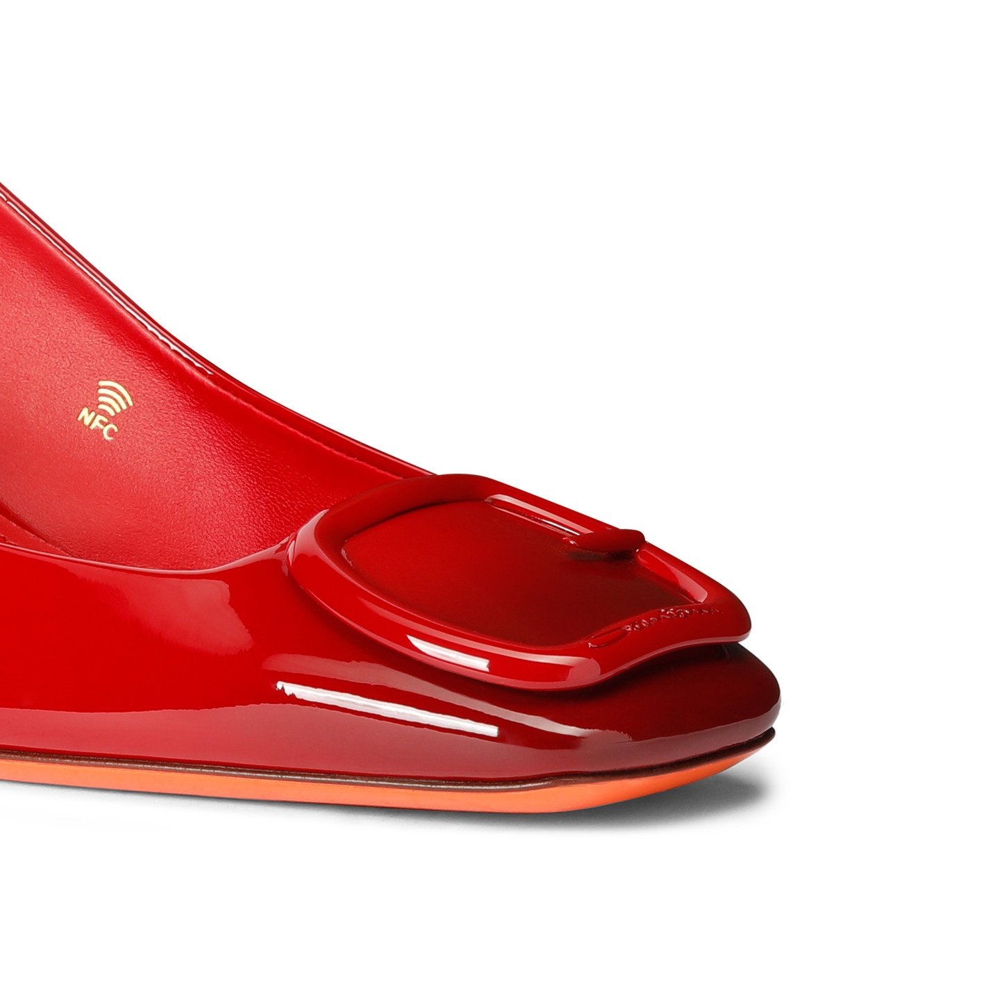 Women's red patent leather mid-heel slingback - 5