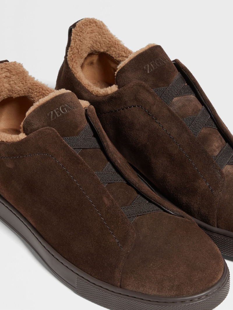 ZEGNA BROWN SUEDE TRIPLE STITCH™ SNEAKERS outlook
