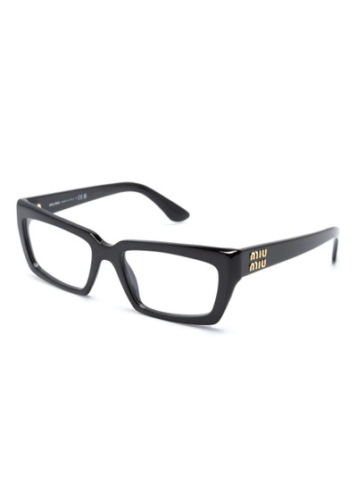 Miu Miu logo-print rectangle-frame glasses outlook