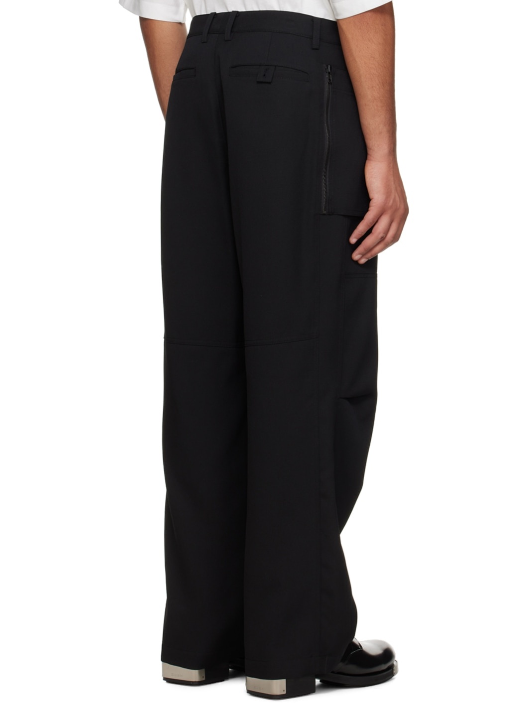 Black Zip Panel Trousers - 3