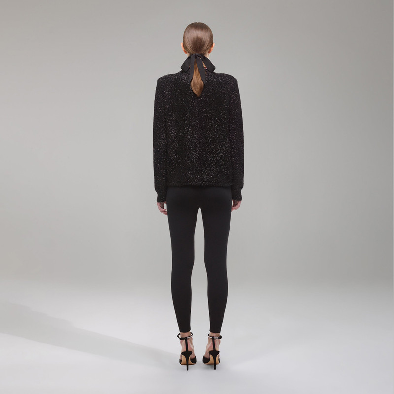 self-portrait Black Metallic Yarn Cardigan outlook