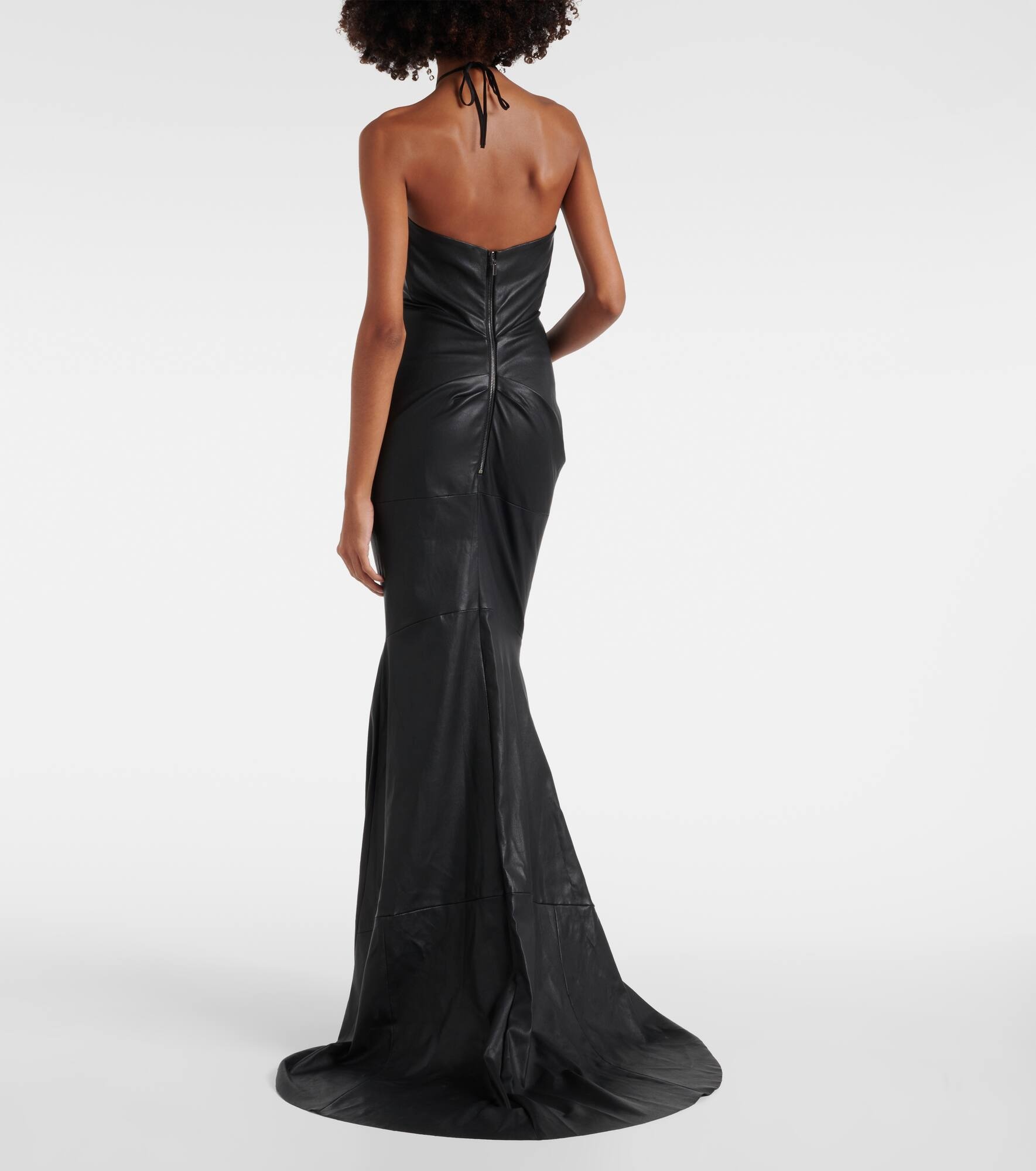 Ambergris draped leather gown - 3