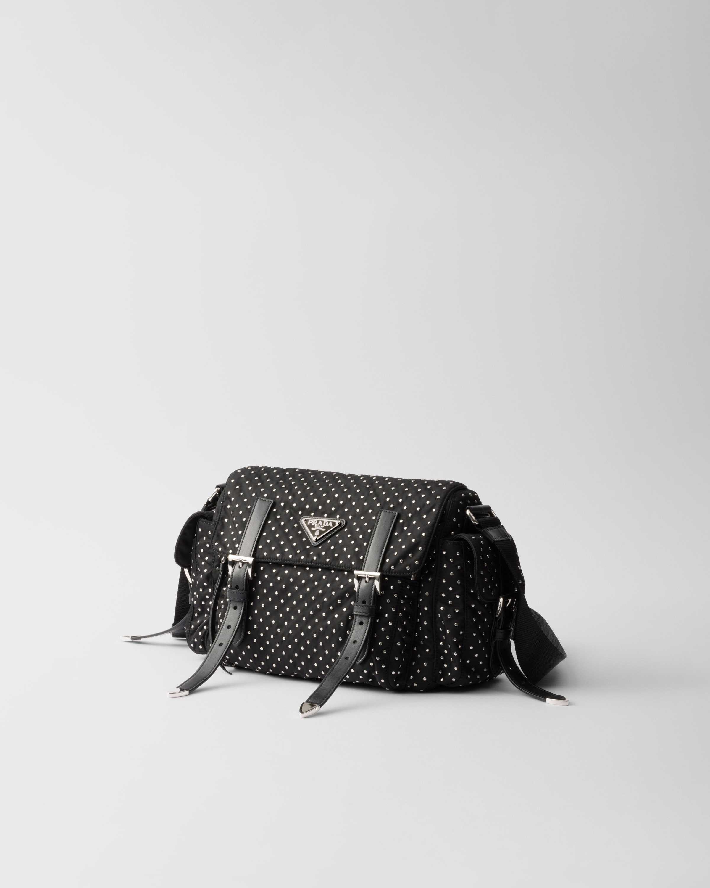 Re-Nylon shoulder bag with studs - 2