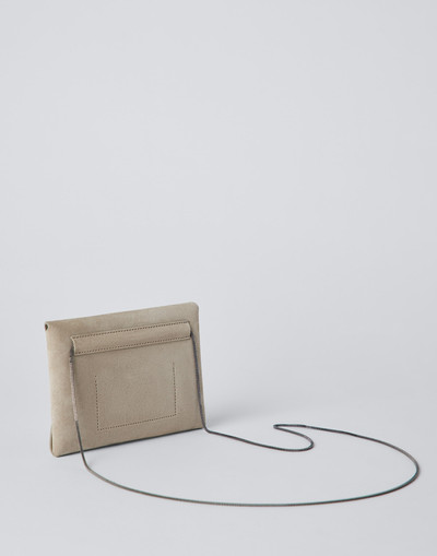 Brunello Cucinelli Suede envelope bag with precious chain outlook