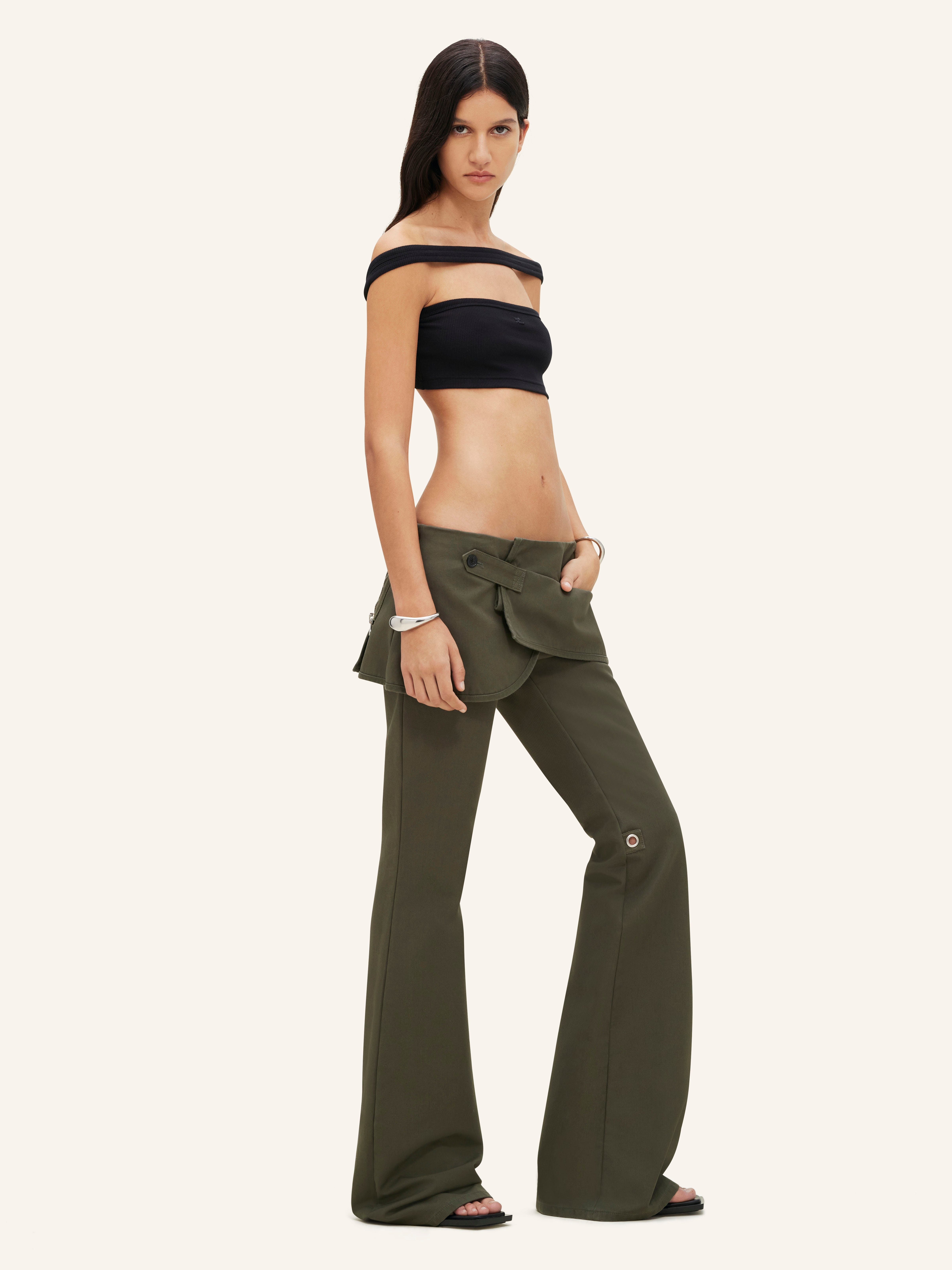 MODULAR OVERSKIRT COTTON BOOTCUT PANTS - 4