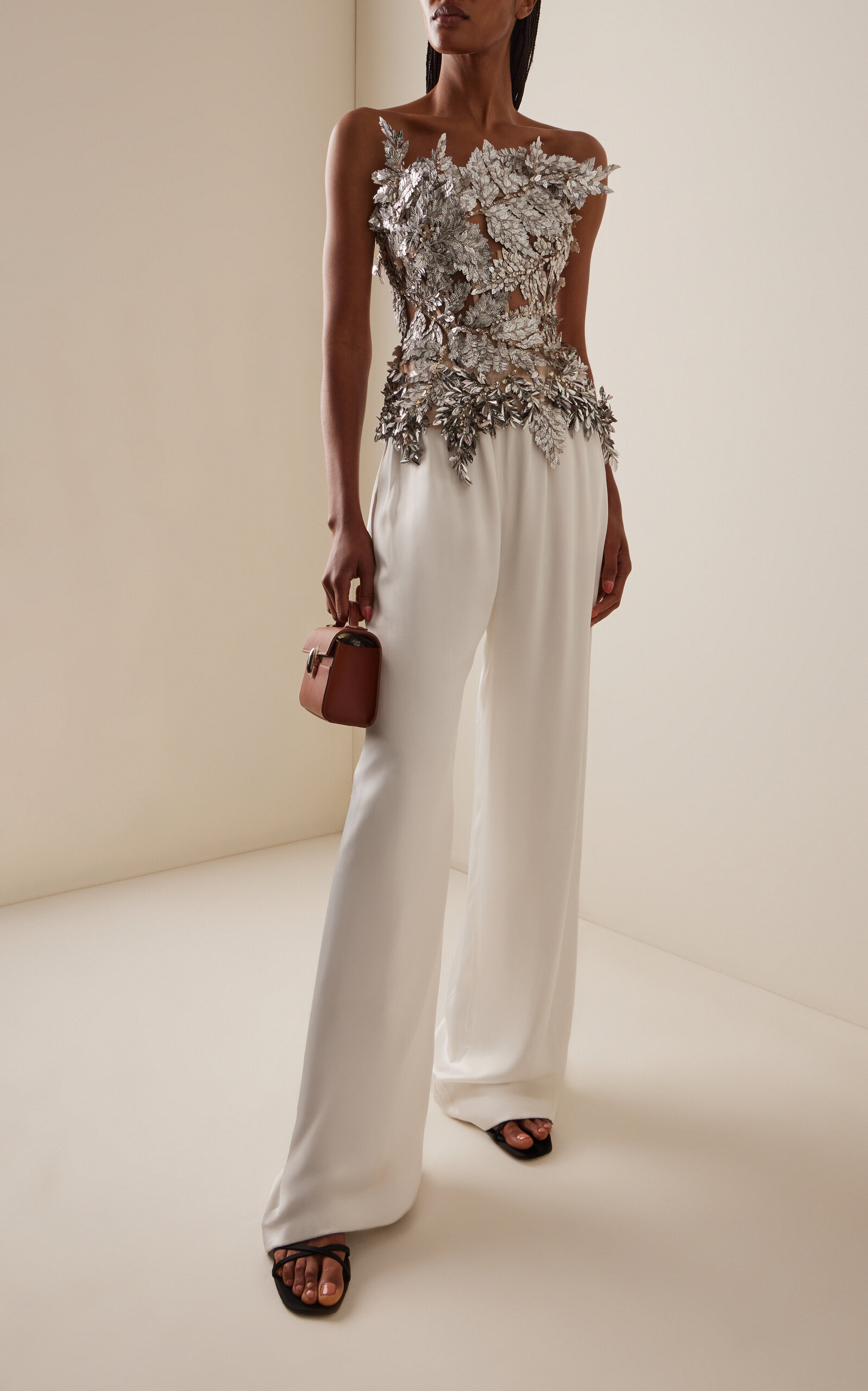 Silk Georgette Wide-Leg Pants ivory - 2