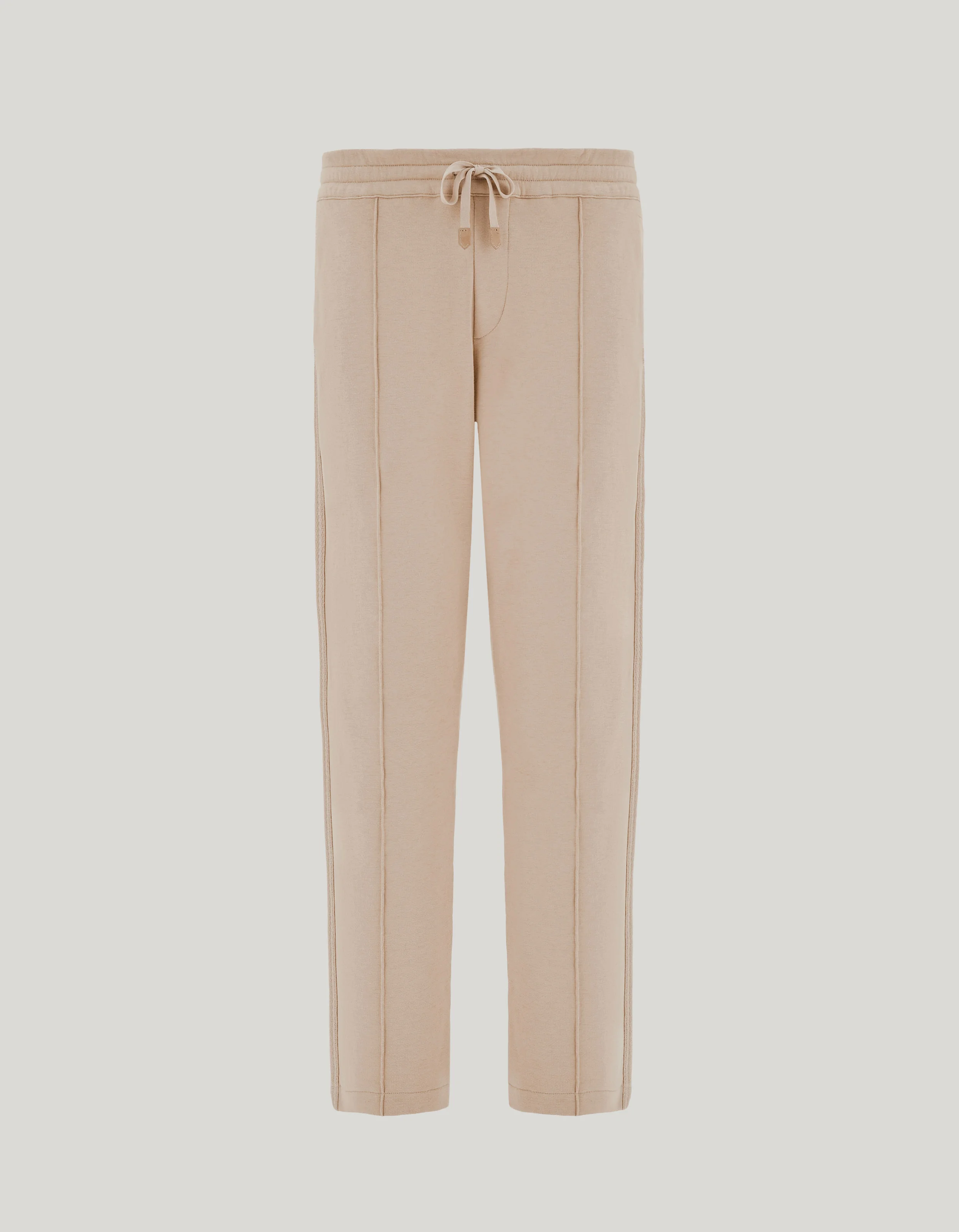 BEIGE COTTON BLEND JOGGERS WITH SIDE BAND - 1