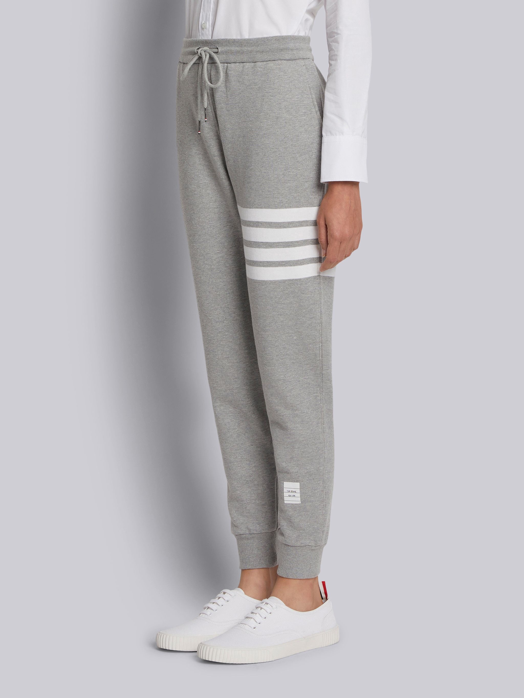 Light Grey Cotton Loopback Knit Engineered 4-bar Stripe Classic Sweatpant - 2