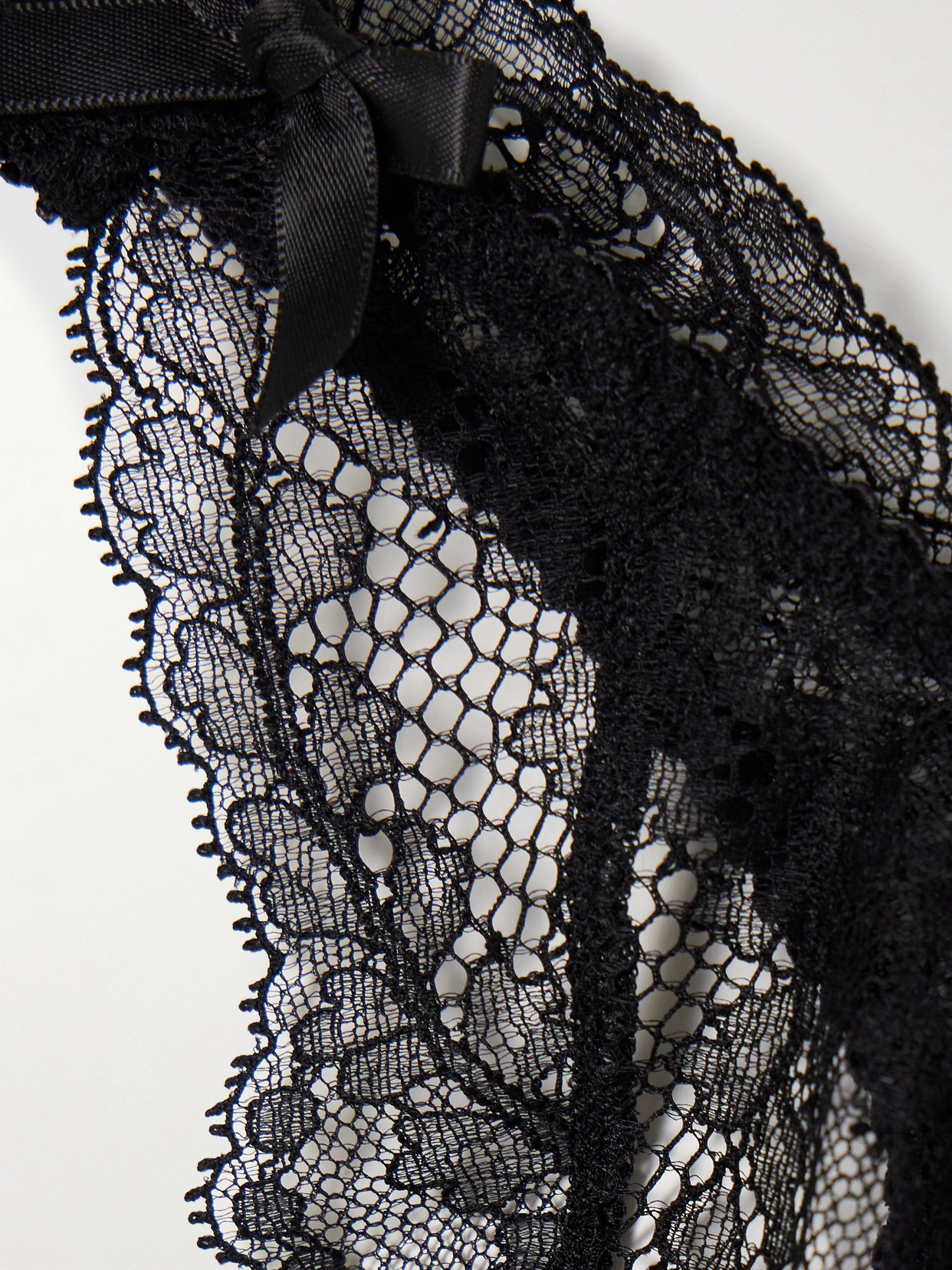 Love Bow-embellished Stretch Leavers Lace Thong - 4