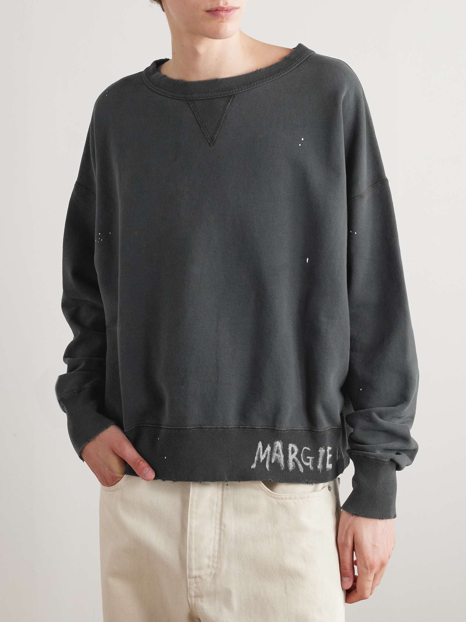 Cropped Paint-Splattered Cotton-Jersey Sweatshirt - 3