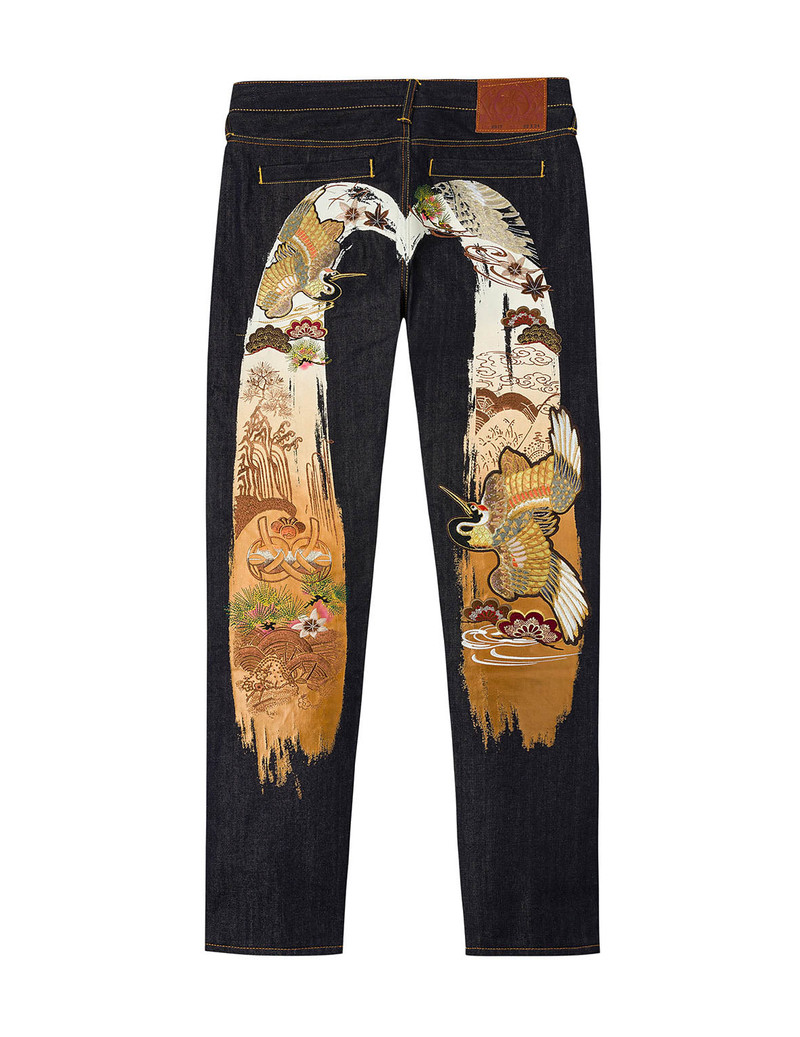 Grateful Crane Daicock Print Taper Jeans 1