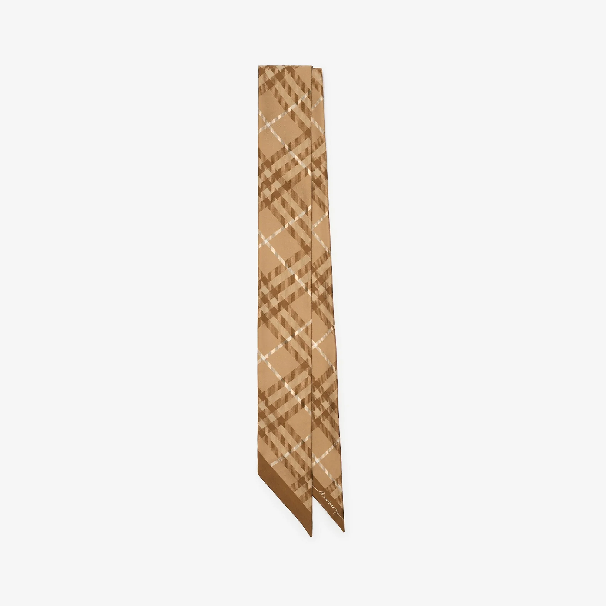 Skinny Contrast Check Silk Scarf - 1