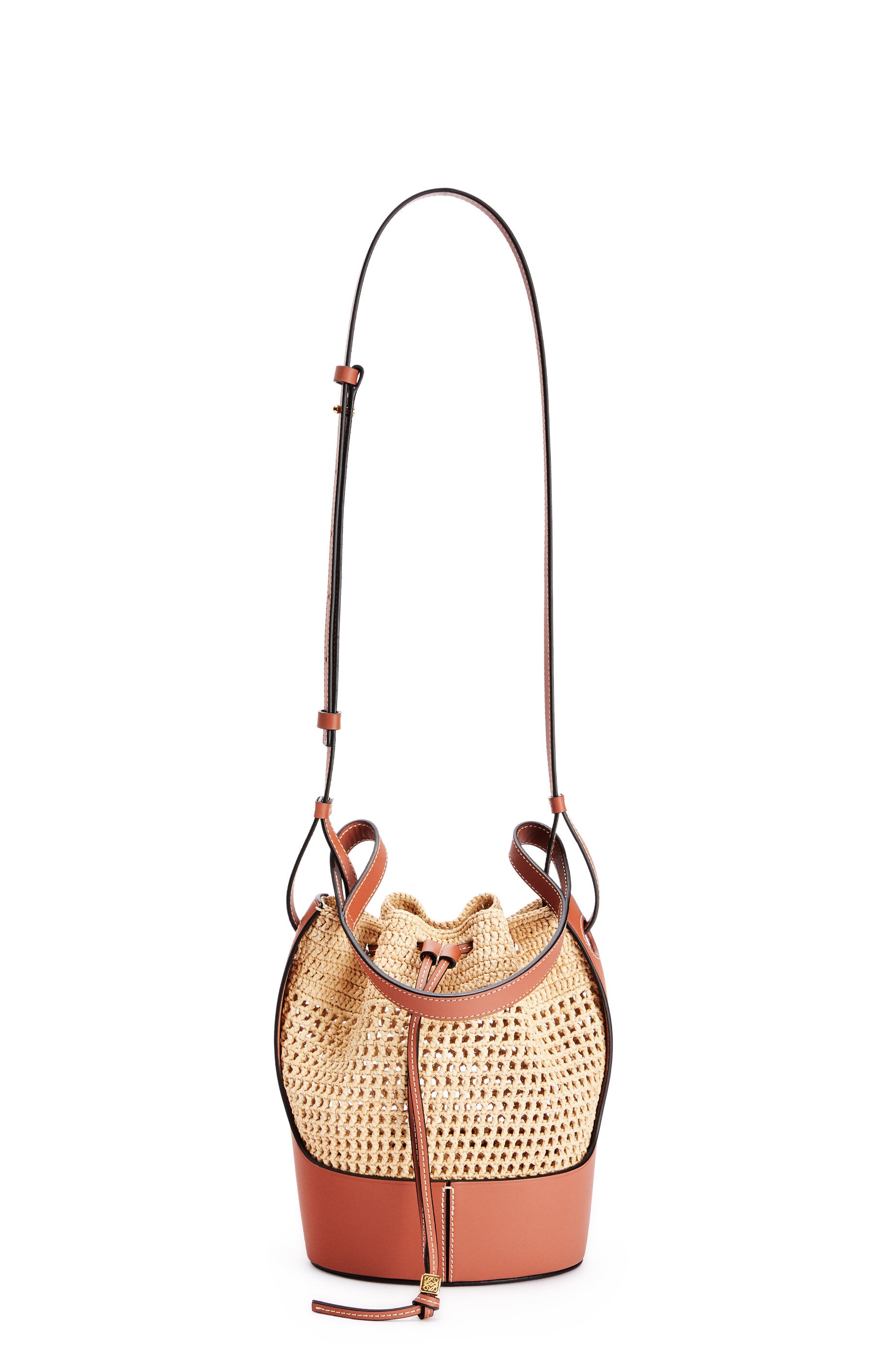 Small Balloon bag in raffia and calfskin - 4