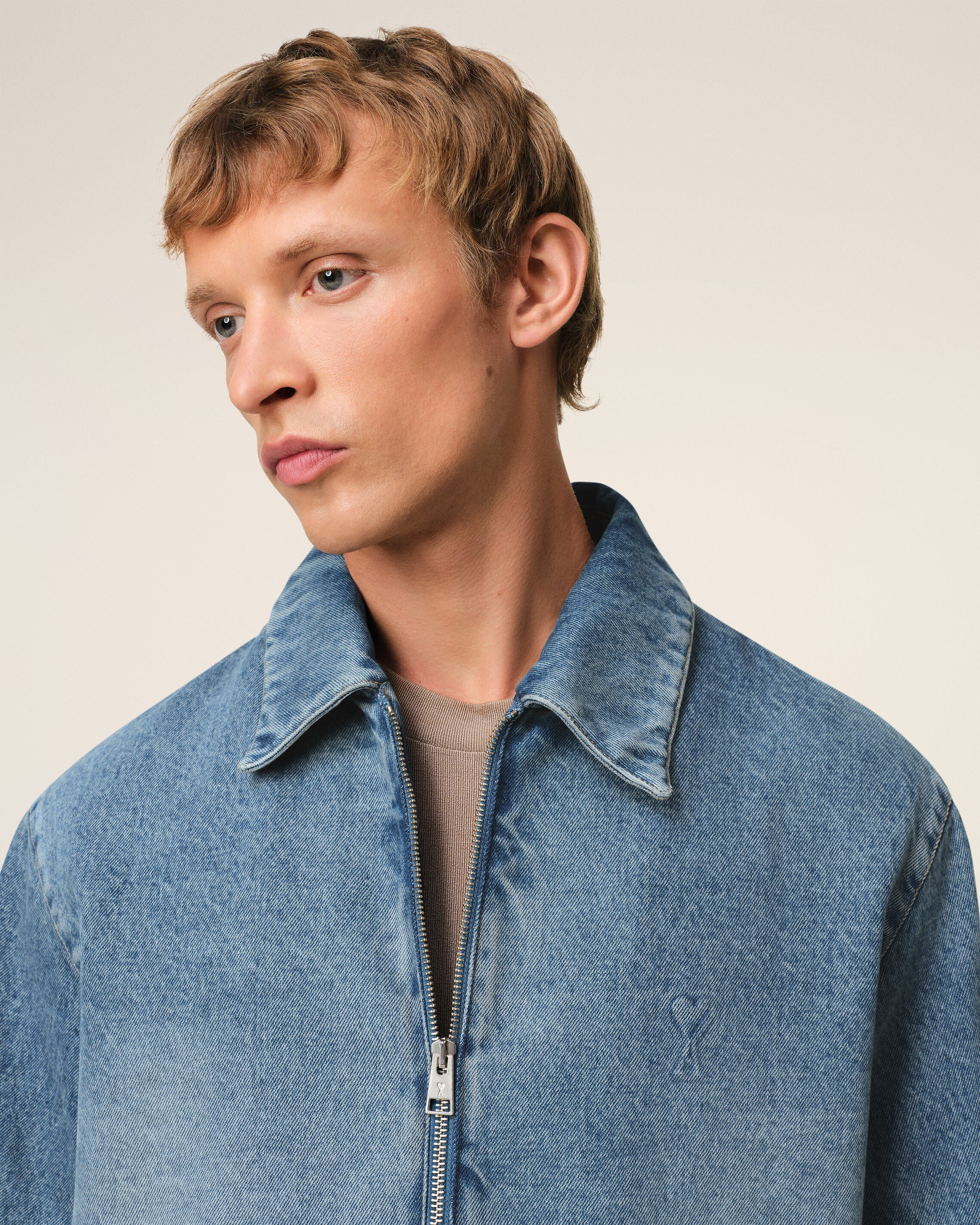 BLUE COTTON AMI DE COEUR ZIPPED JACKET - 4