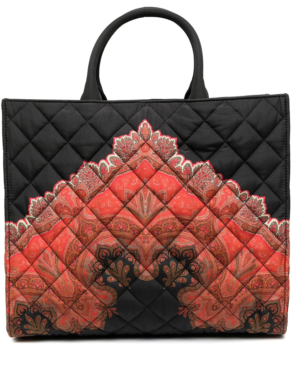 quilted print tote - 1