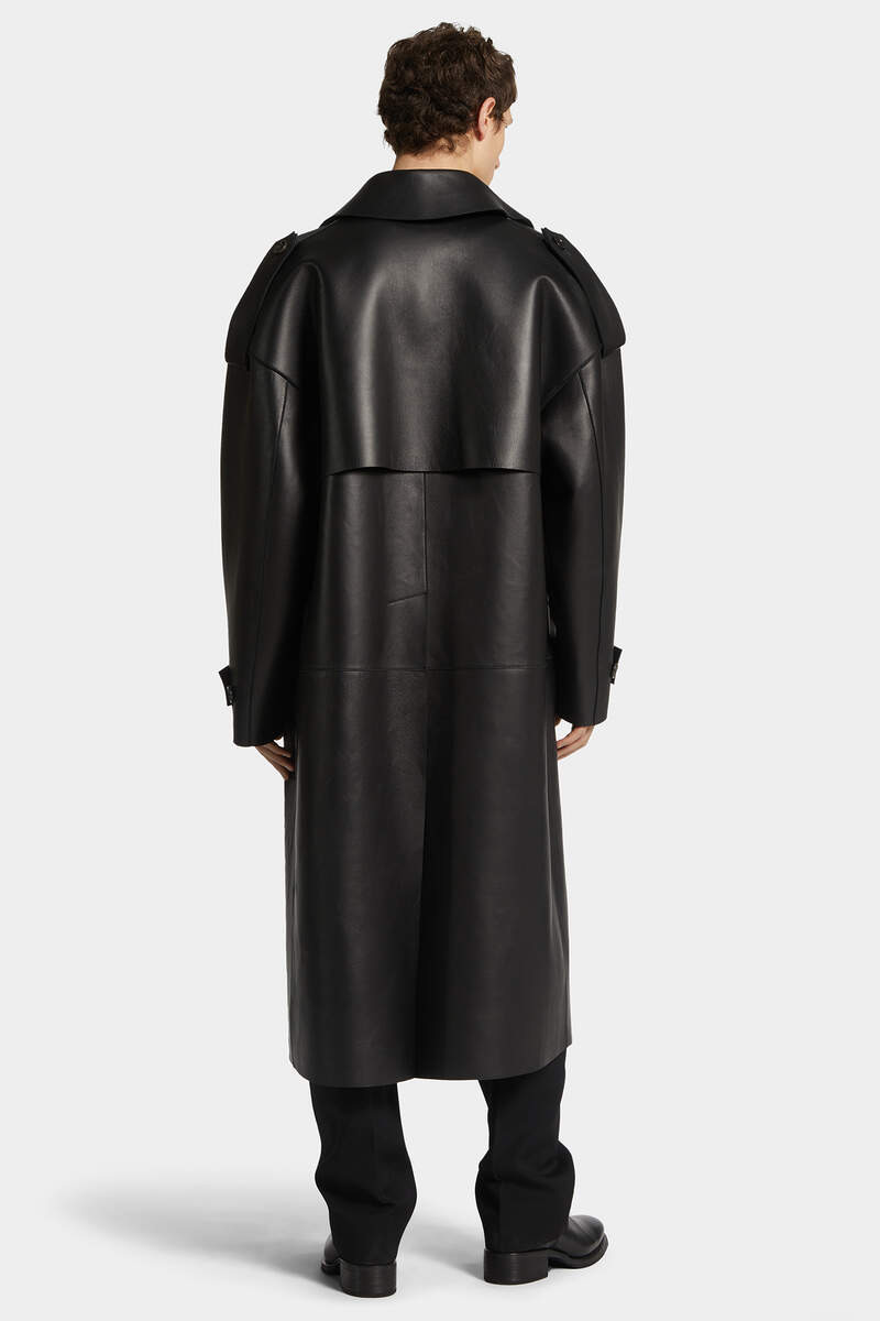 80S KIODO BELTED LEATHER TRENCH - 4