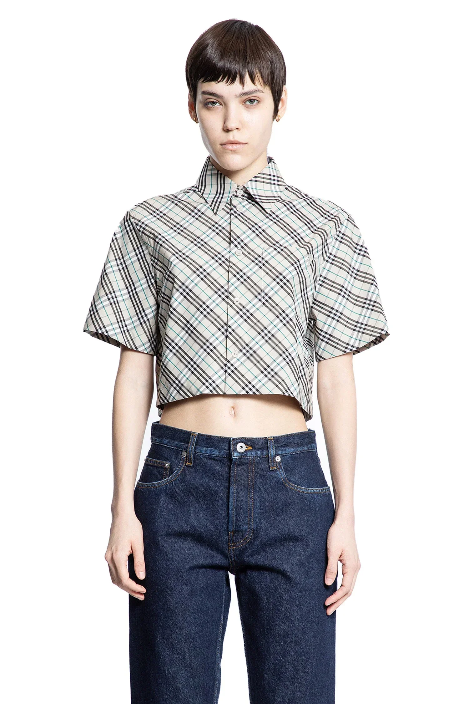 Cropped-Check-Cotton-Shirt - 1