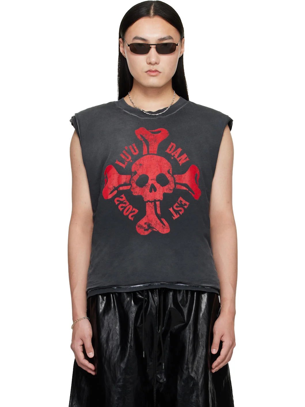 Gray Wadded Sleeveless T-shirt - 1