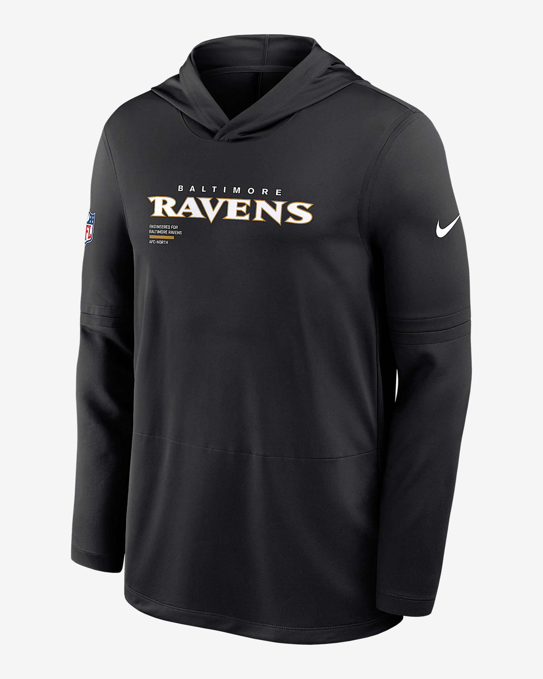 Baltimore Ravens Pure Fury Sideline Men's Nike Dri-FIT NFL Long-Sleeve Hooded Top - 1